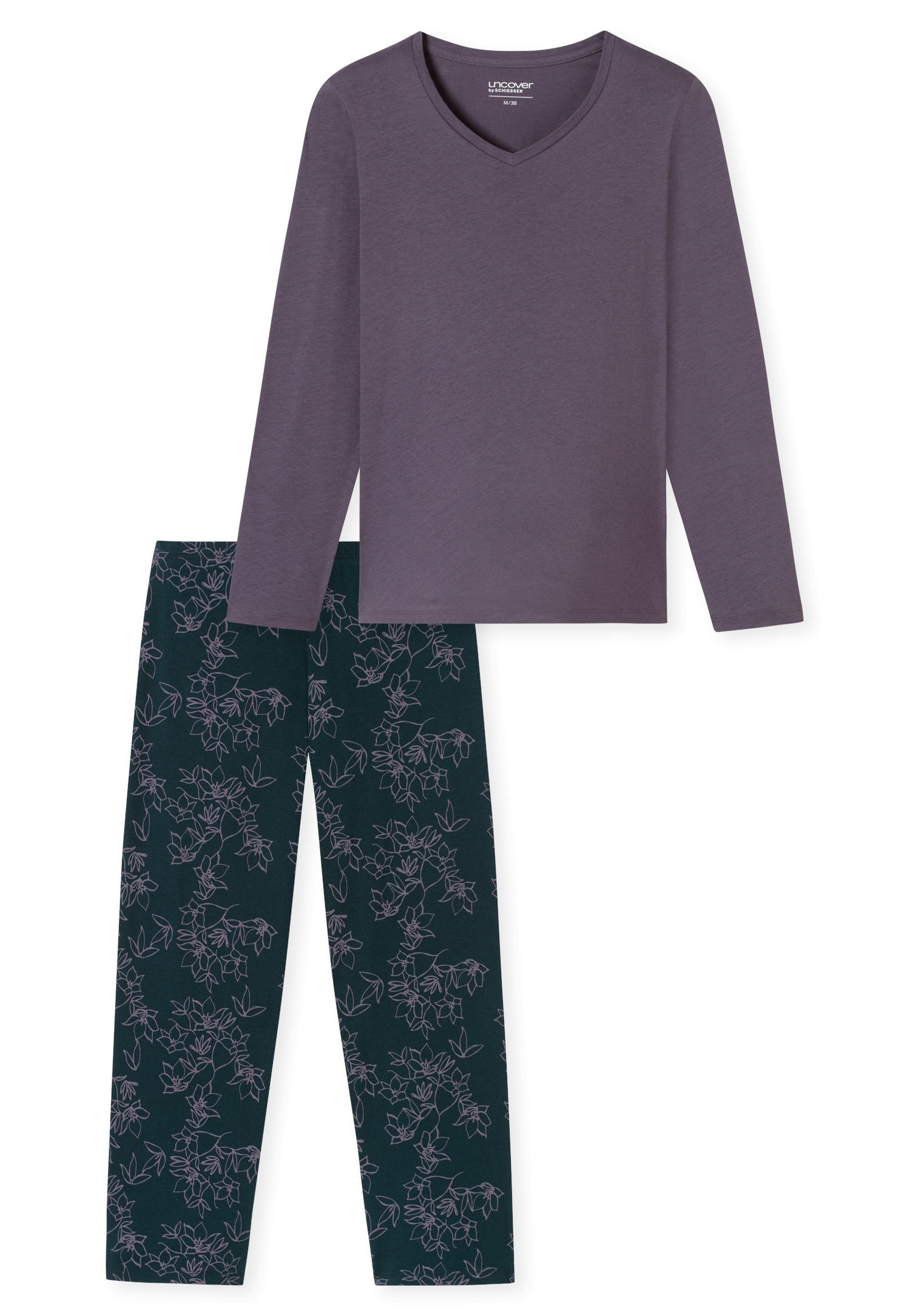 uncover by SCHIESSER Schlafanzug »Uncover Nightwear« 2 Stk. tlg., Baumwolle, Singel Jersey-Qualität, langärmelig, atmungsaktiv, bequem