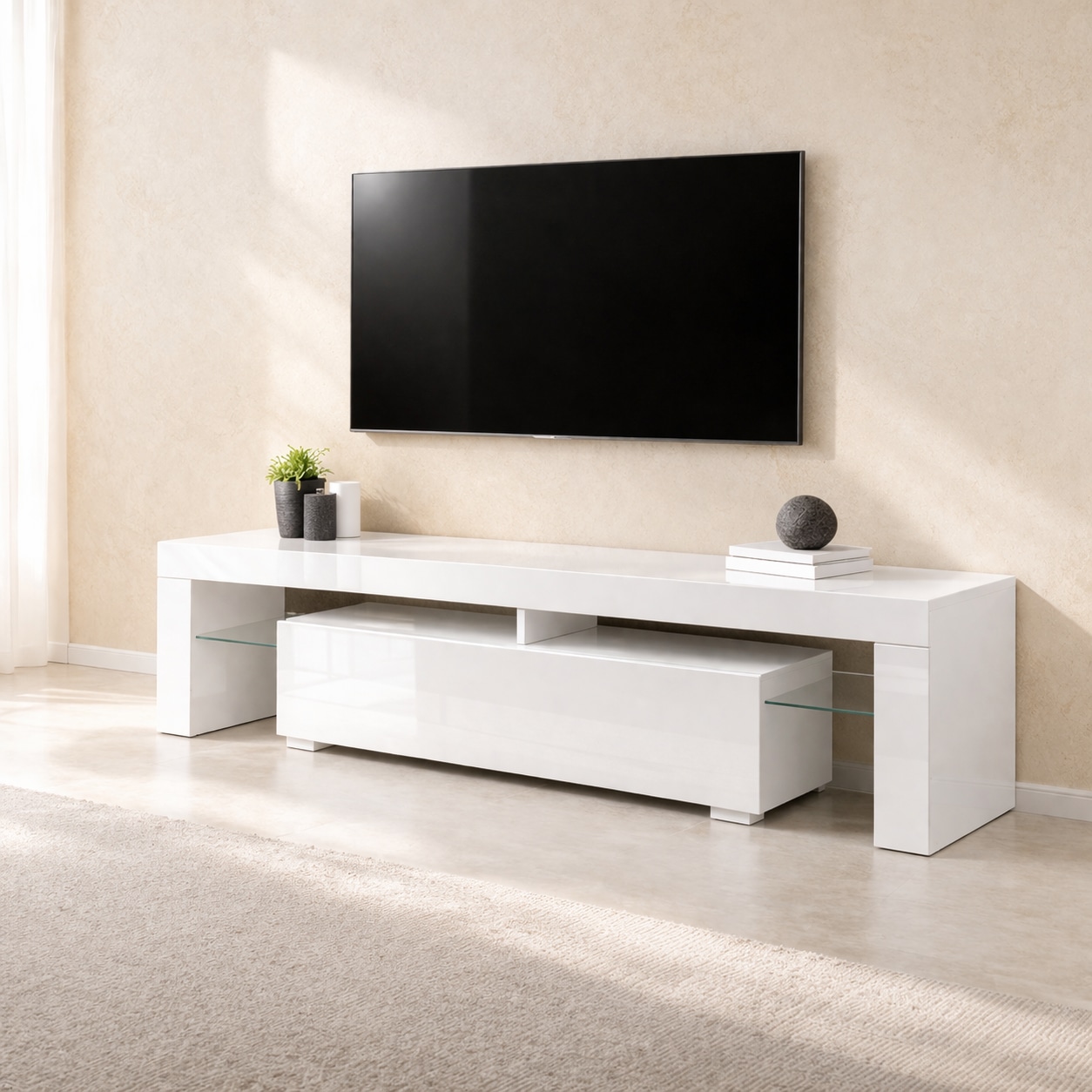 GOODproduct Lowboard »MONICA, TV-Board, TV-Kommode, TV-Schrank, TV-Unterschrank, TV-Möbel« Modernes Hochglanz TV-Board in 2 Farben, grifflos mit Push-to-Open