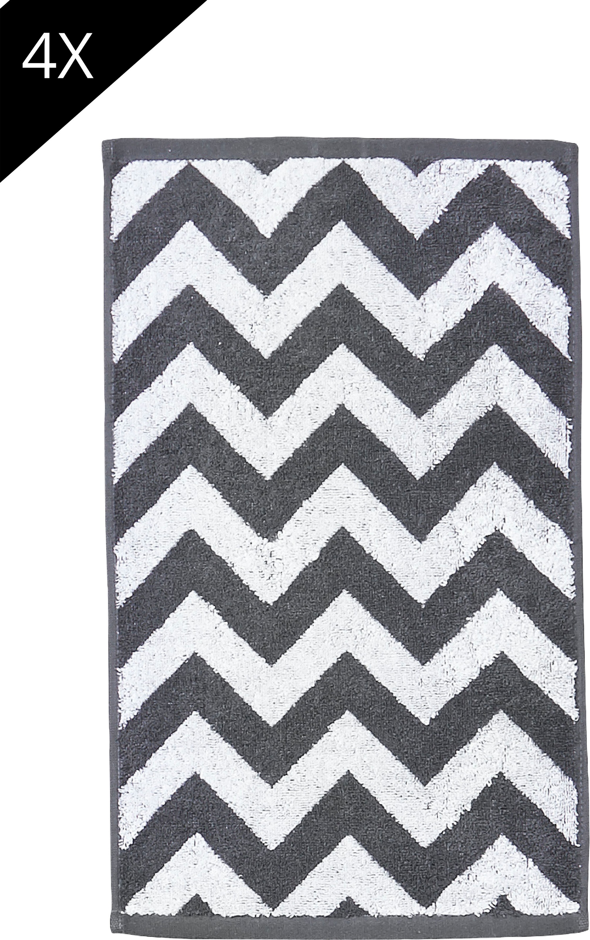 Image of done.® Handtuch Set »Daily Shapes ZickZack«, Set, 4 tlg., Jacquard-Walkfrottier, Gästehandtücher, Jacquardgewebe, modernes Muster bei Ackermann Versand Schweiz