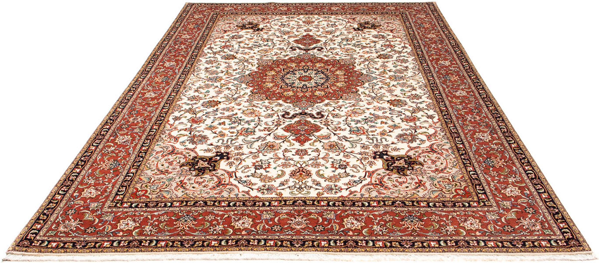 Image of morgenland Orientteppich »Perser - Täbriz - Royal - 303 x 201 cm - beige«, rechteckig, 7 mm Höhe, Wohnzimmer, Handgeknüpft, Einzelstück mit Zertifikat bei Ackermann Versand Schweiz