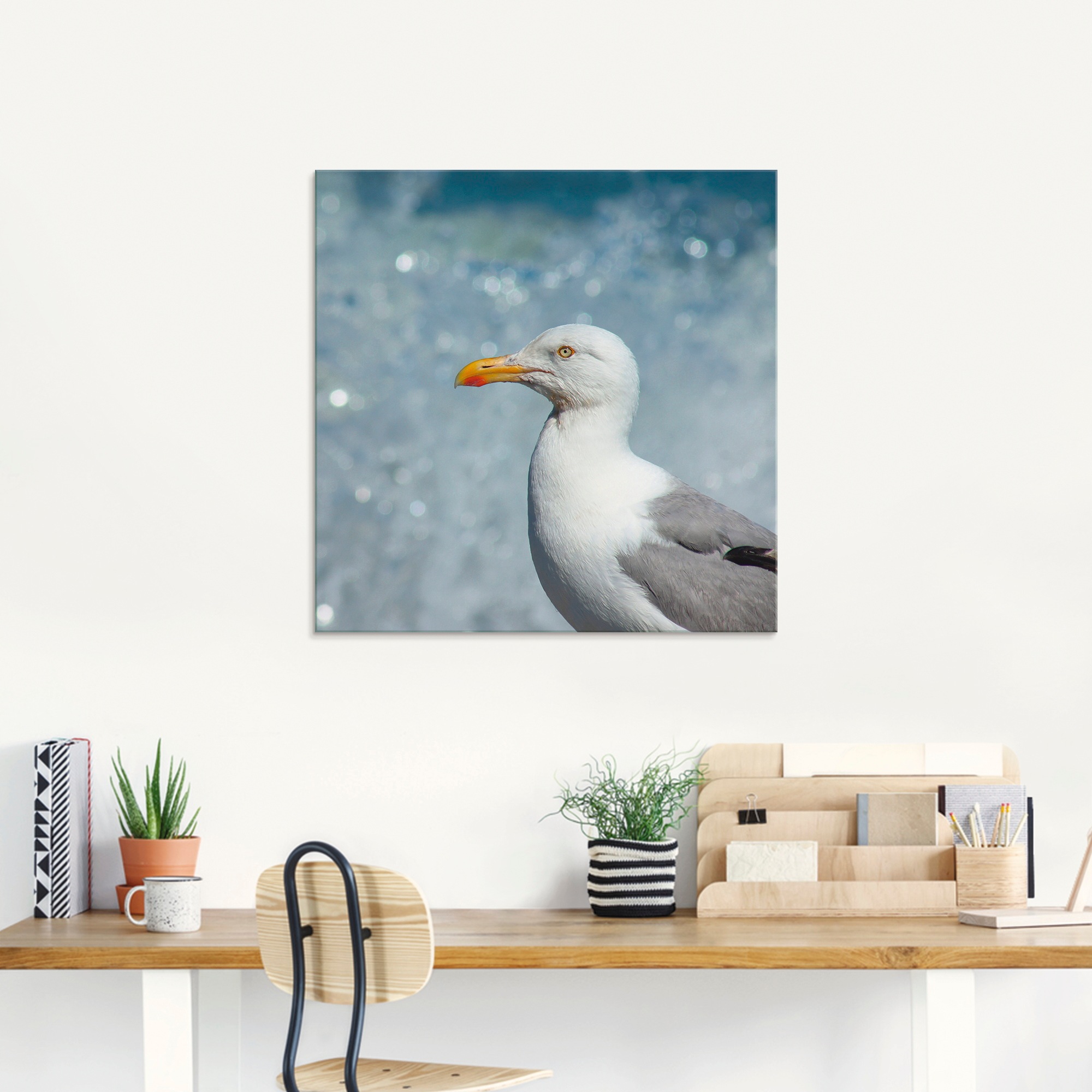 Artland Tableau en verre »Möwe an der Nordseeküste« Oiseaux 1 cuis tlg. disponible en différentes tailles