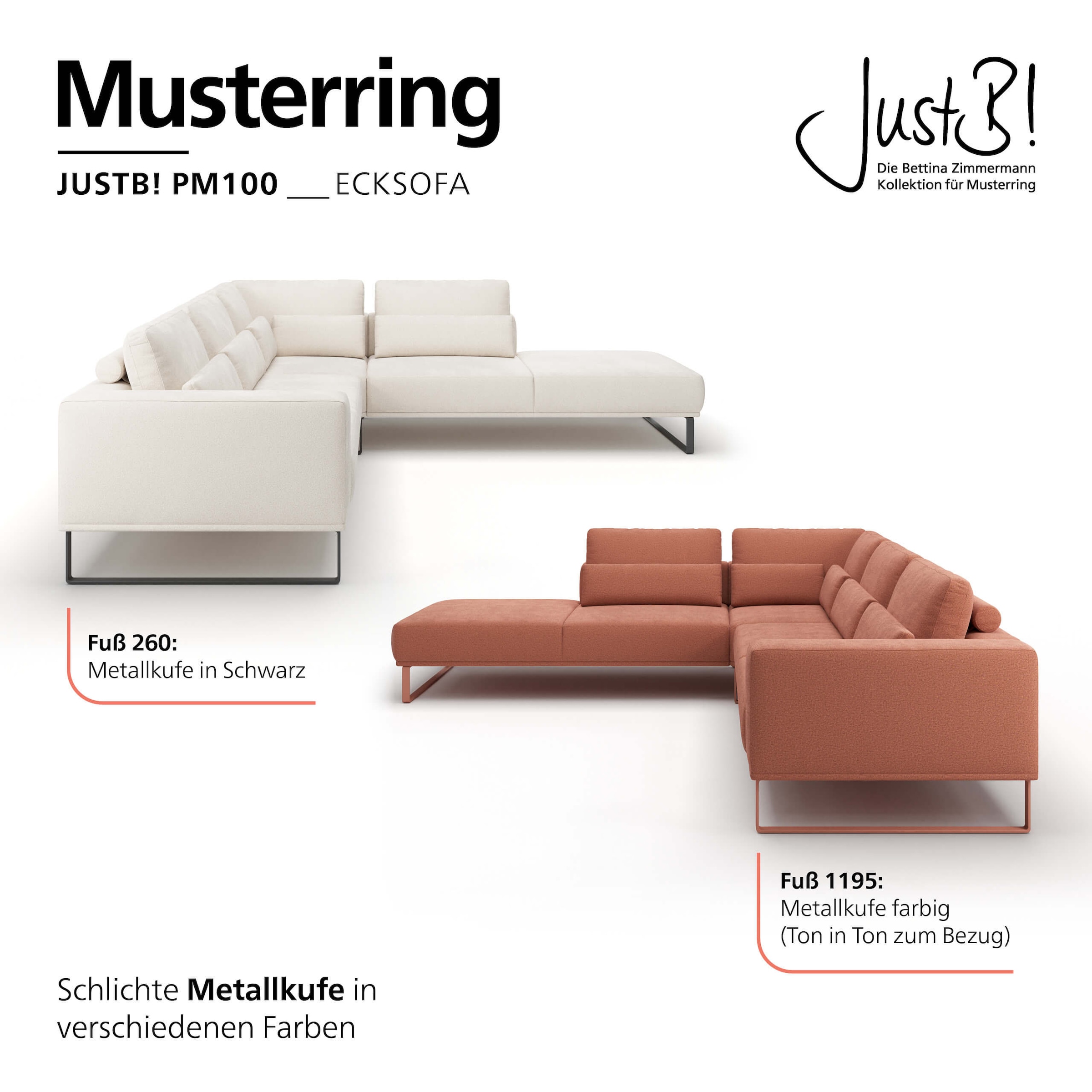 Musterring Canapé d'angle »JUSTB! PM100, stilvoller Lounge-Komfort von Musterring« Collection Bettina Zimmermann, option siège préféré & choix de pieds