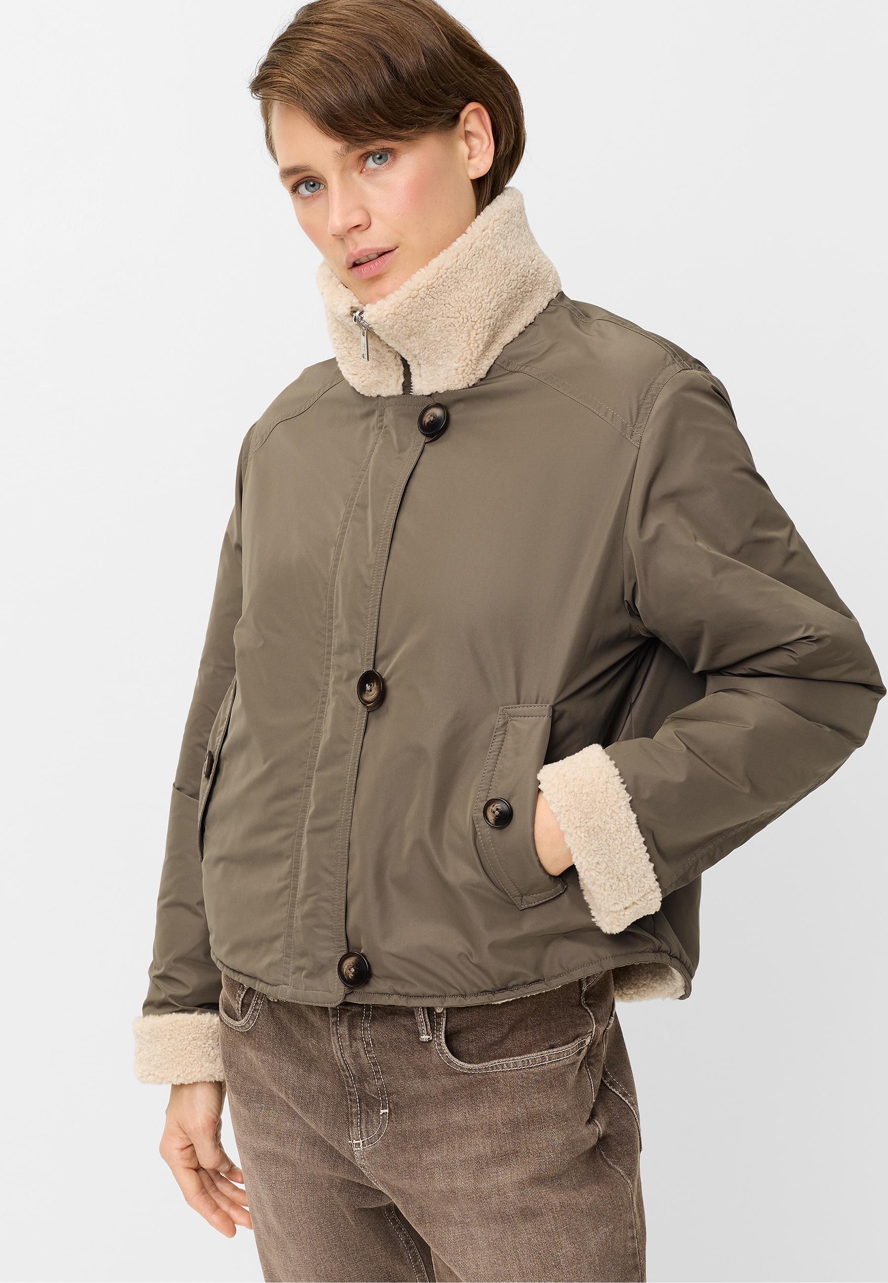 Fuchs Schmitt Wendejacke Stehkragen, Teddyplüsch, Regular Fit
