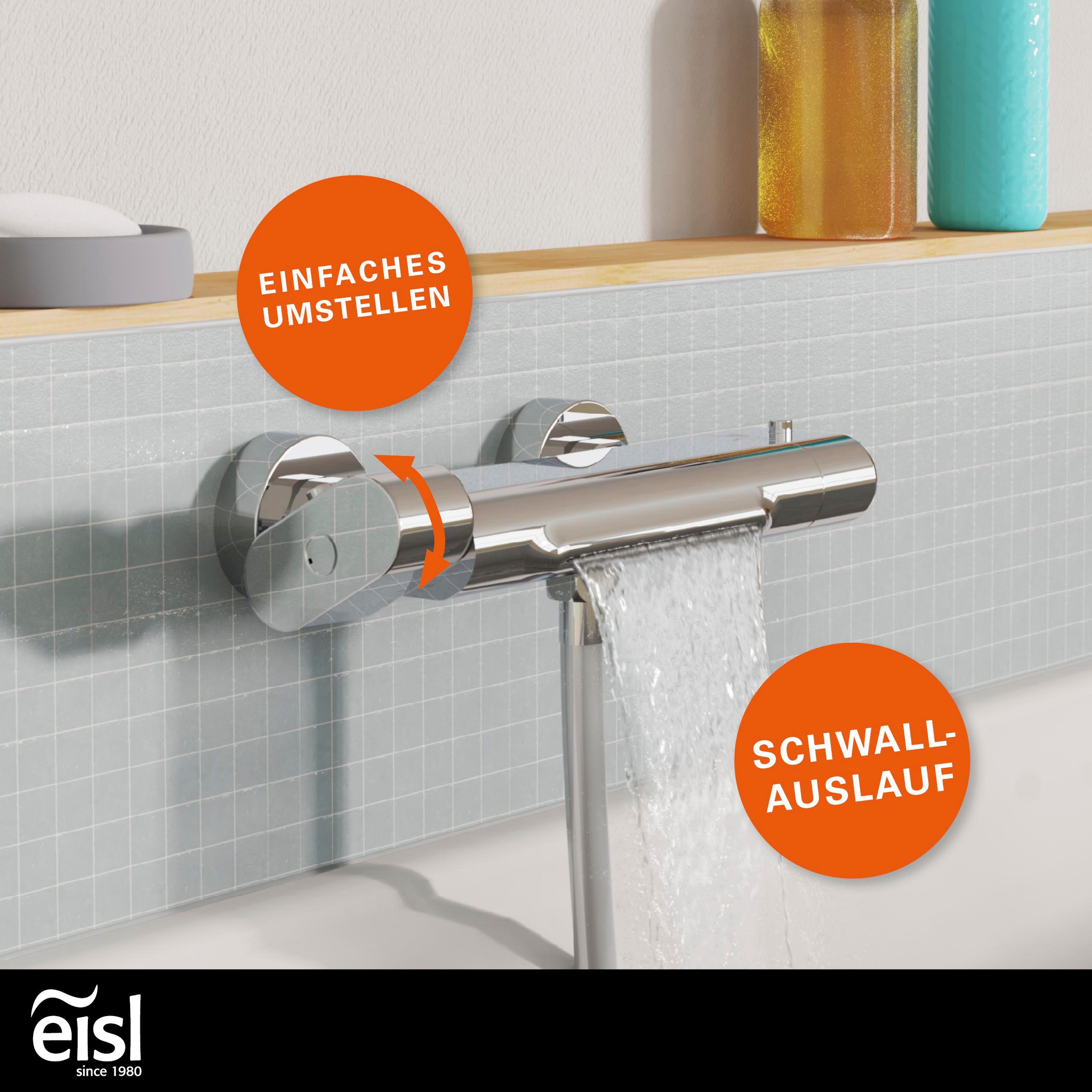 Eisl Wannenthermostat »CARNEO«, Schwallauslauf, Eco-Stopp-Funktion, Sicherheitssperre