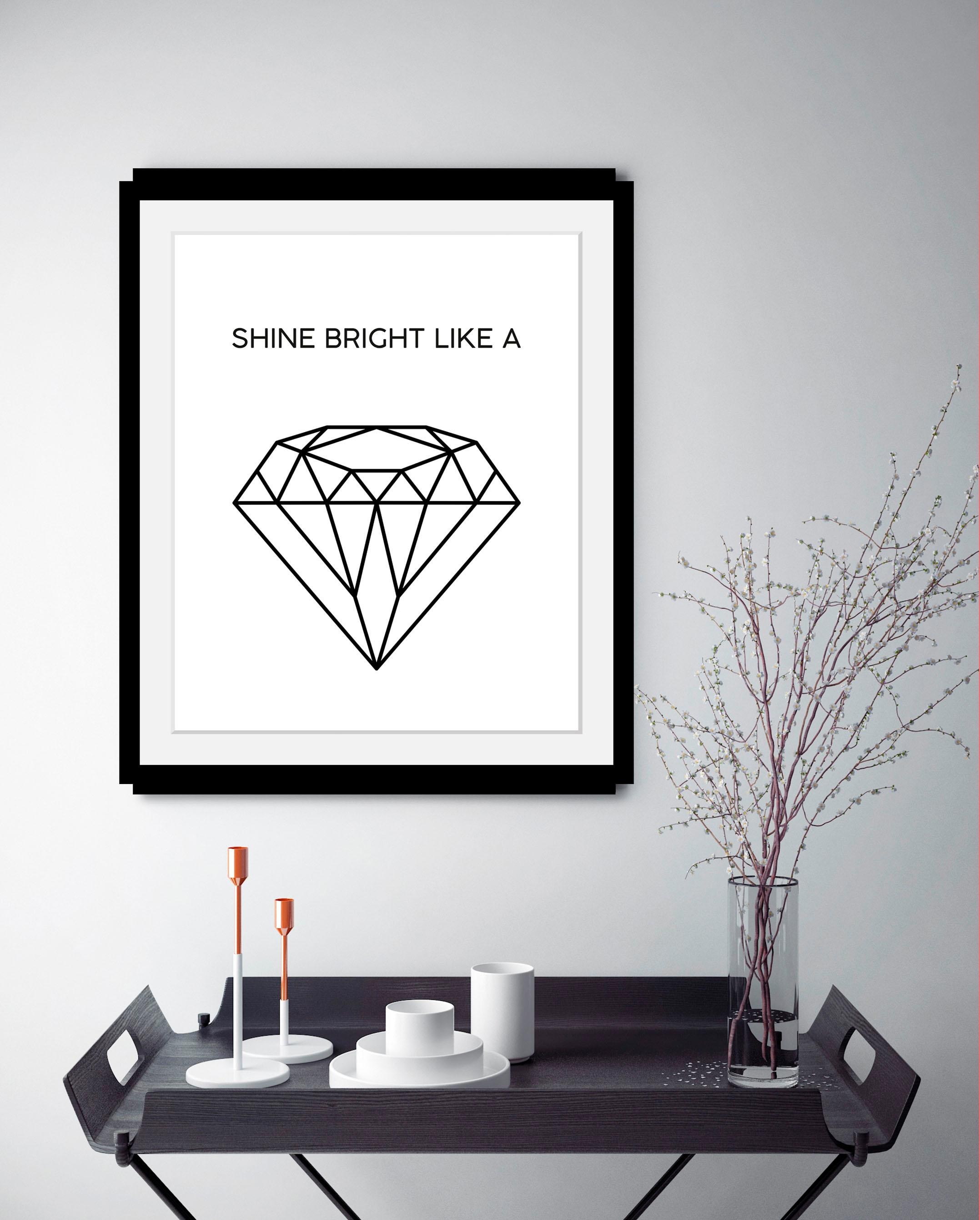 queence Bild »Diamant« Liebessprüche | Motivationsbilder | Schriftzug | Schwarz-Weiss HD Premium Poster-Druck inkl. Holzrahmen
