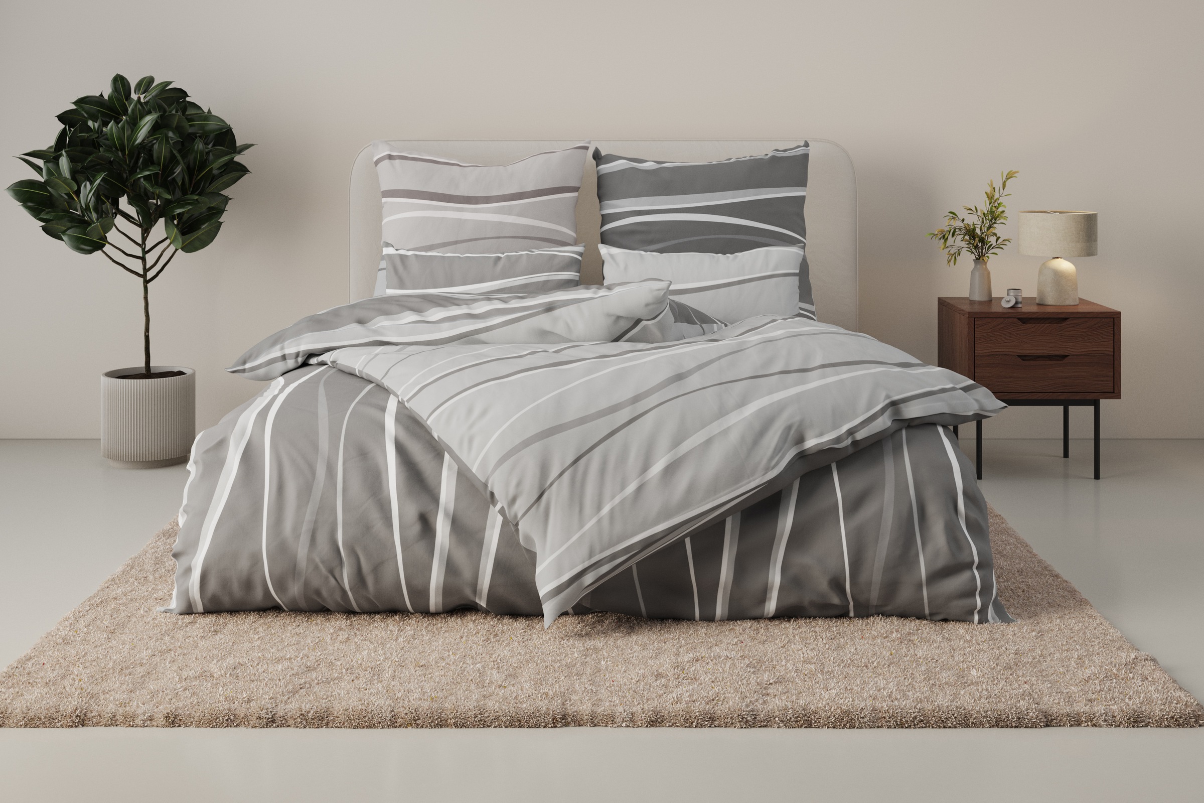 Image of GOODproduct Wendebettwäsche "Alvara" 2 Stk. in Gr. 135x200 oder 155x220 cm, 100% Baumwolle, grafisches Motiv