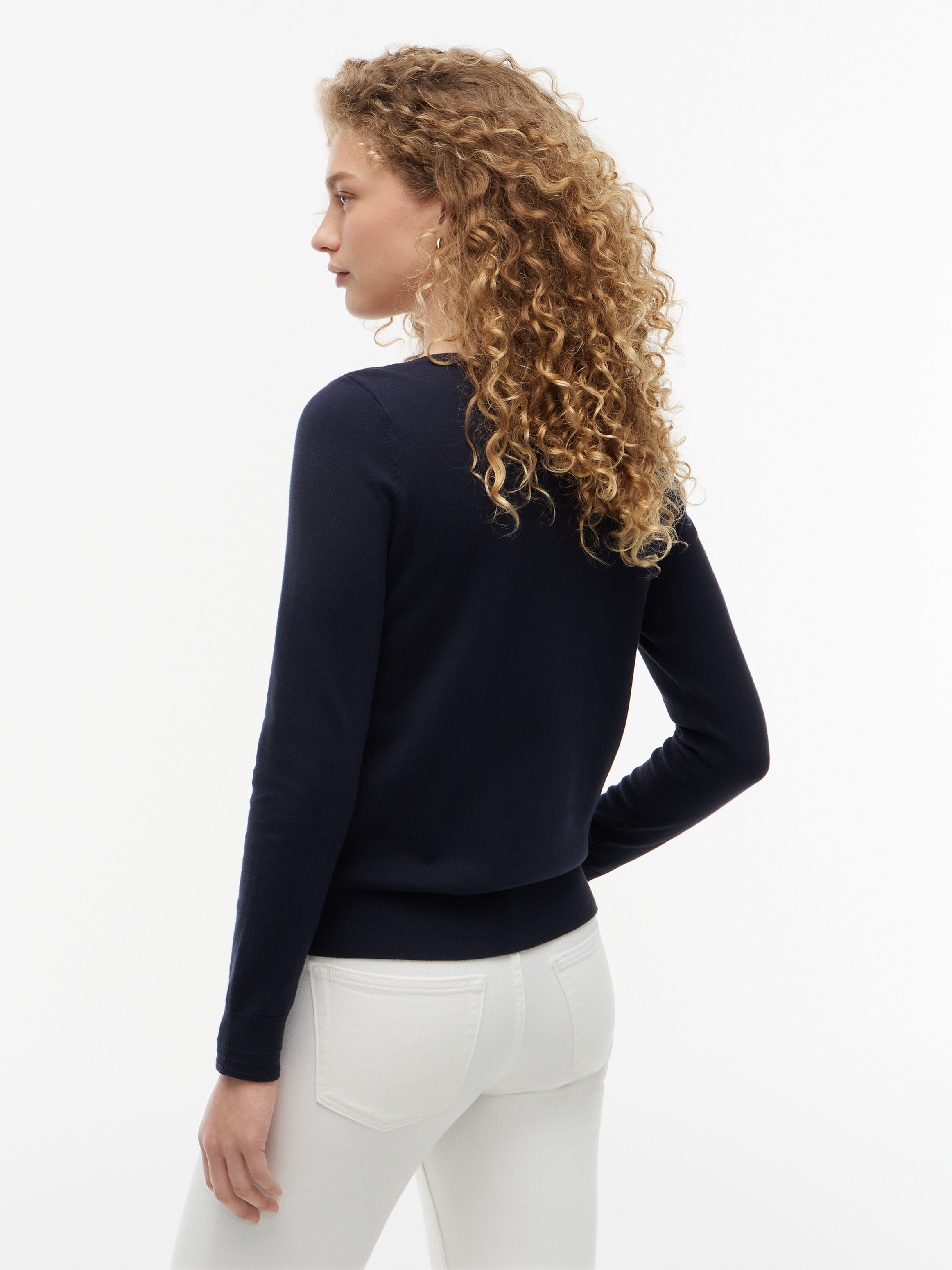 Tommy Hilfiger Pull en tricot »CO JERSEY STITCH V-NECK SWEATER« avec drapeau logo Tommy Hilfiger, encolure bateau