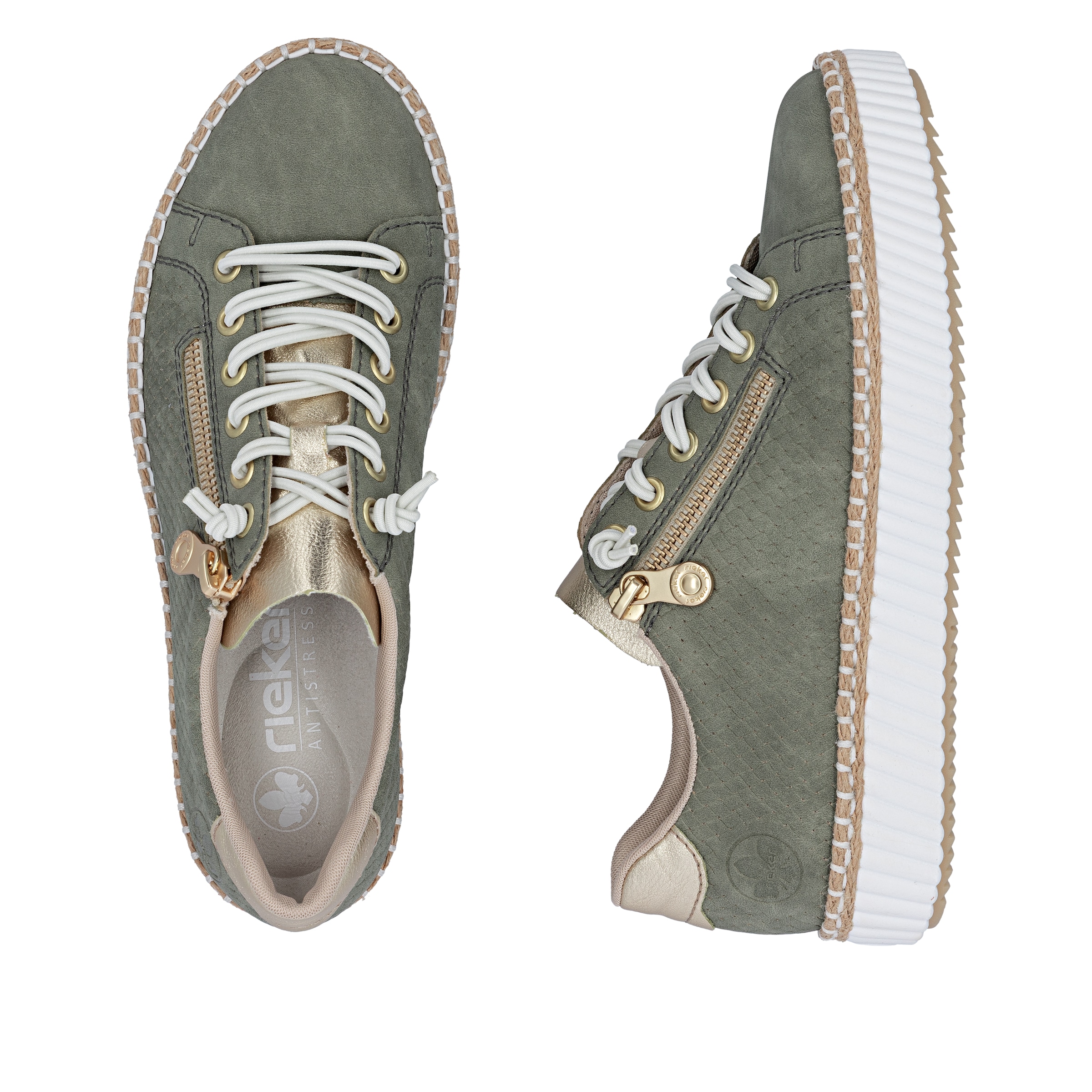 Rieker Sneaker  mit modischer Ziernaht, Freizeitschuh, Halbschuh, Schnürschuh