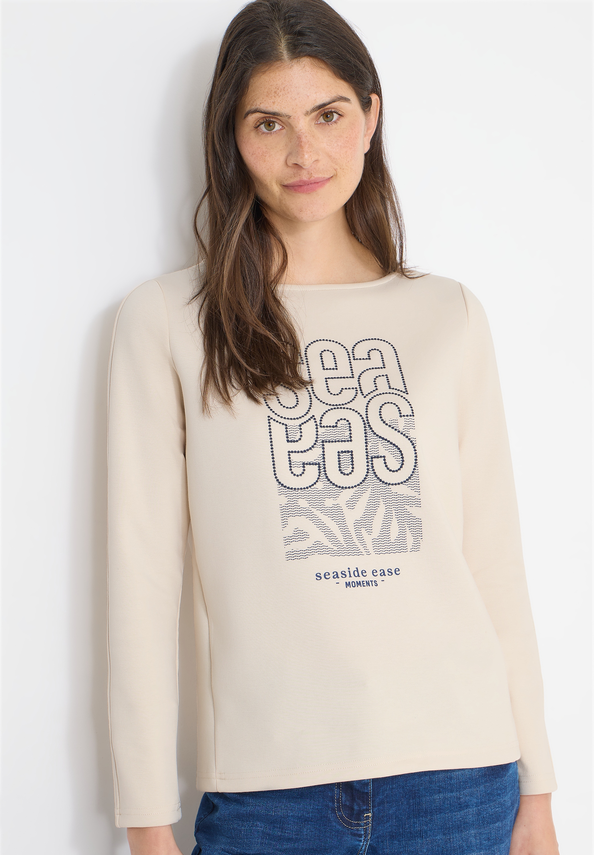 Image of Cecil Langarmshirt modernes Front-Artwork mit Stickerei