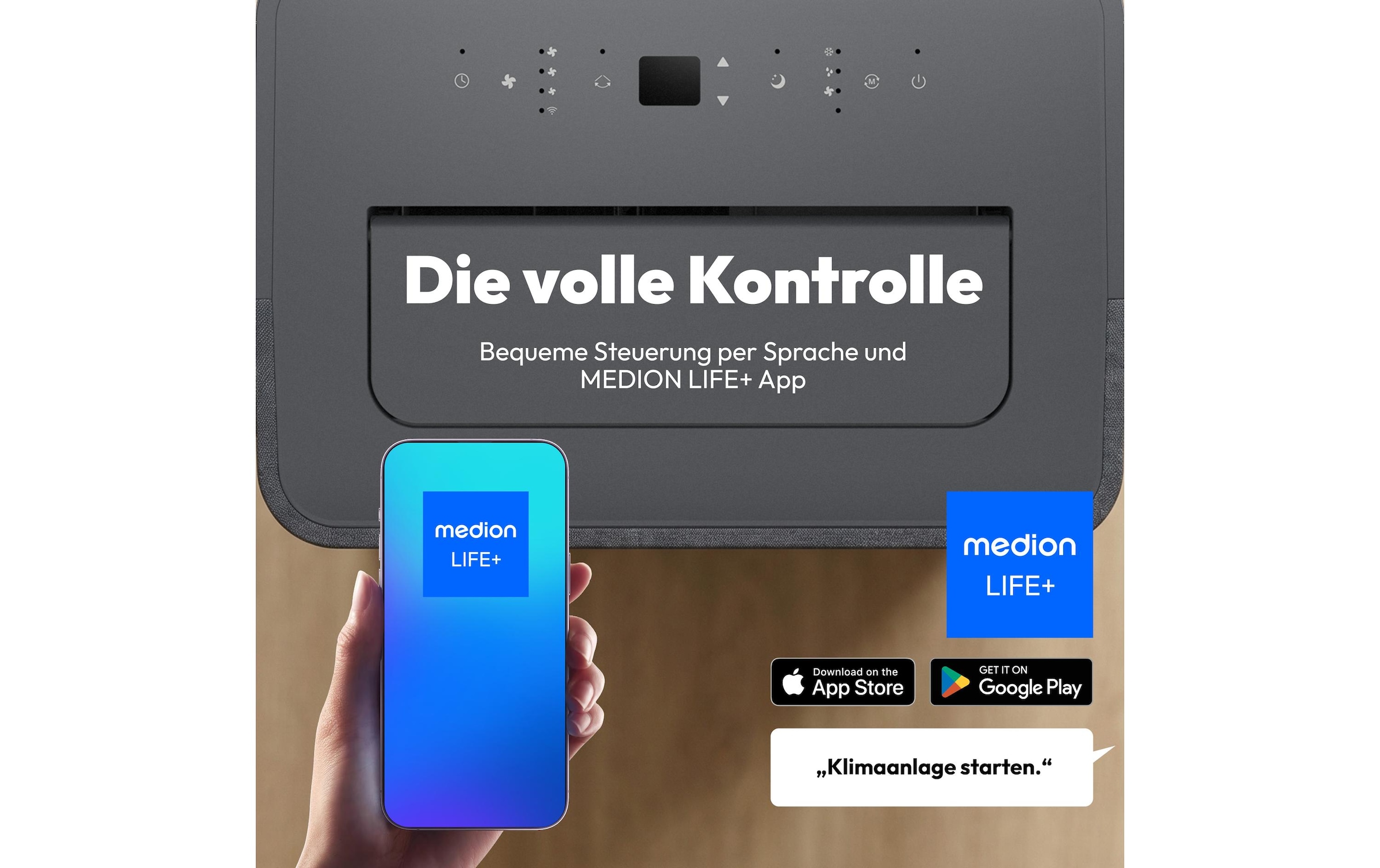 Medion® Klimagerät »P1202 (MD 100134) 390 m³« Smarte mobile Klimaanlage mit App-Steuerung