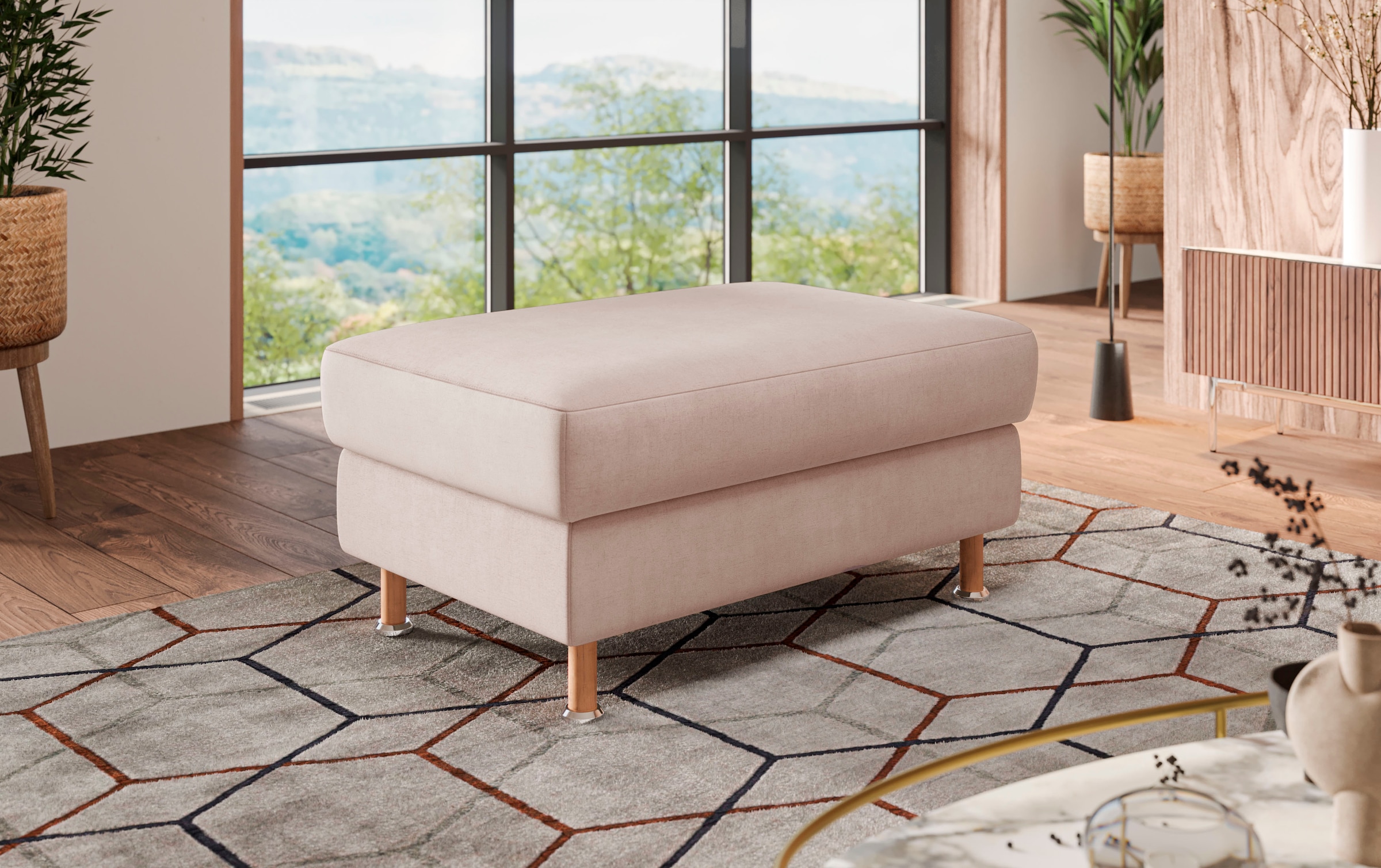 Image of Home affaire Polsterhocker "Calypso" Holzfuesse mit Metallteller