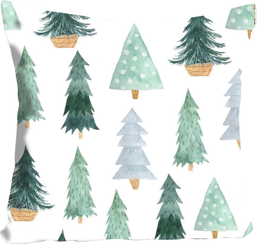 queence Dekokissen »Janosch« mit grünen Tannenbäumen