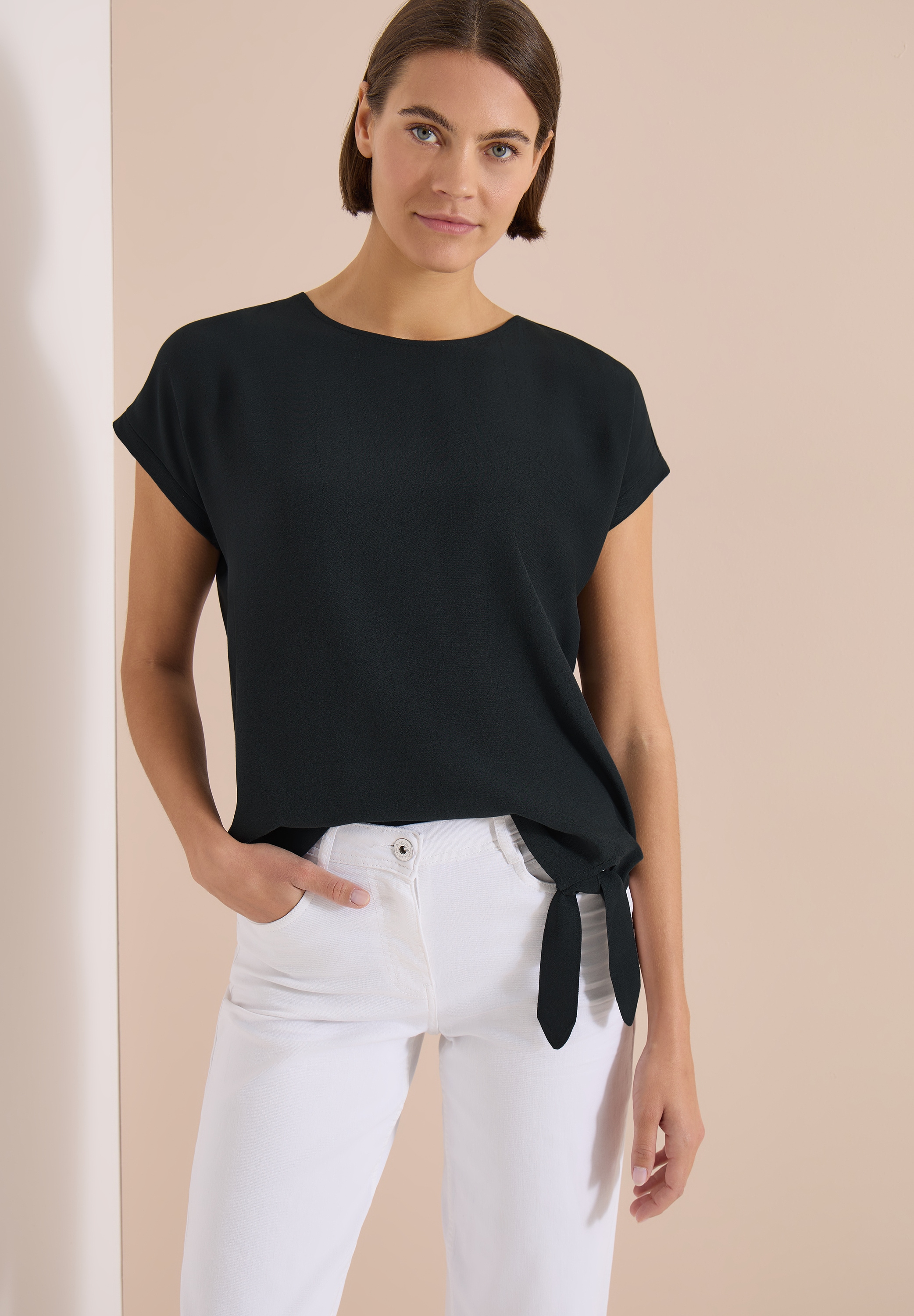 Image of Cecil Kurzarmbluse Sommershirt mit Knotendetail