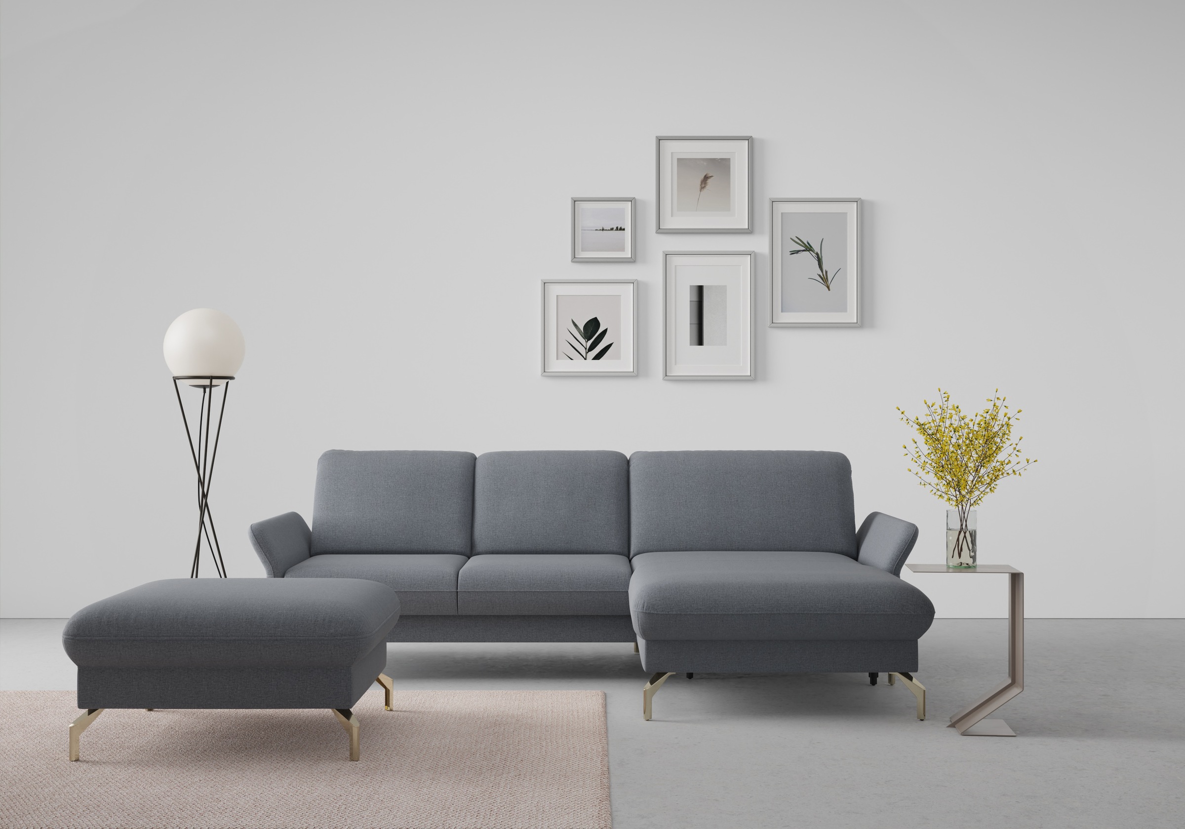 sit&more Ecksofa »Fashion L-Form«, wahlweise mit Kopfteilverstellung, Vorziehsitz, motorisch, Nickelfüsse