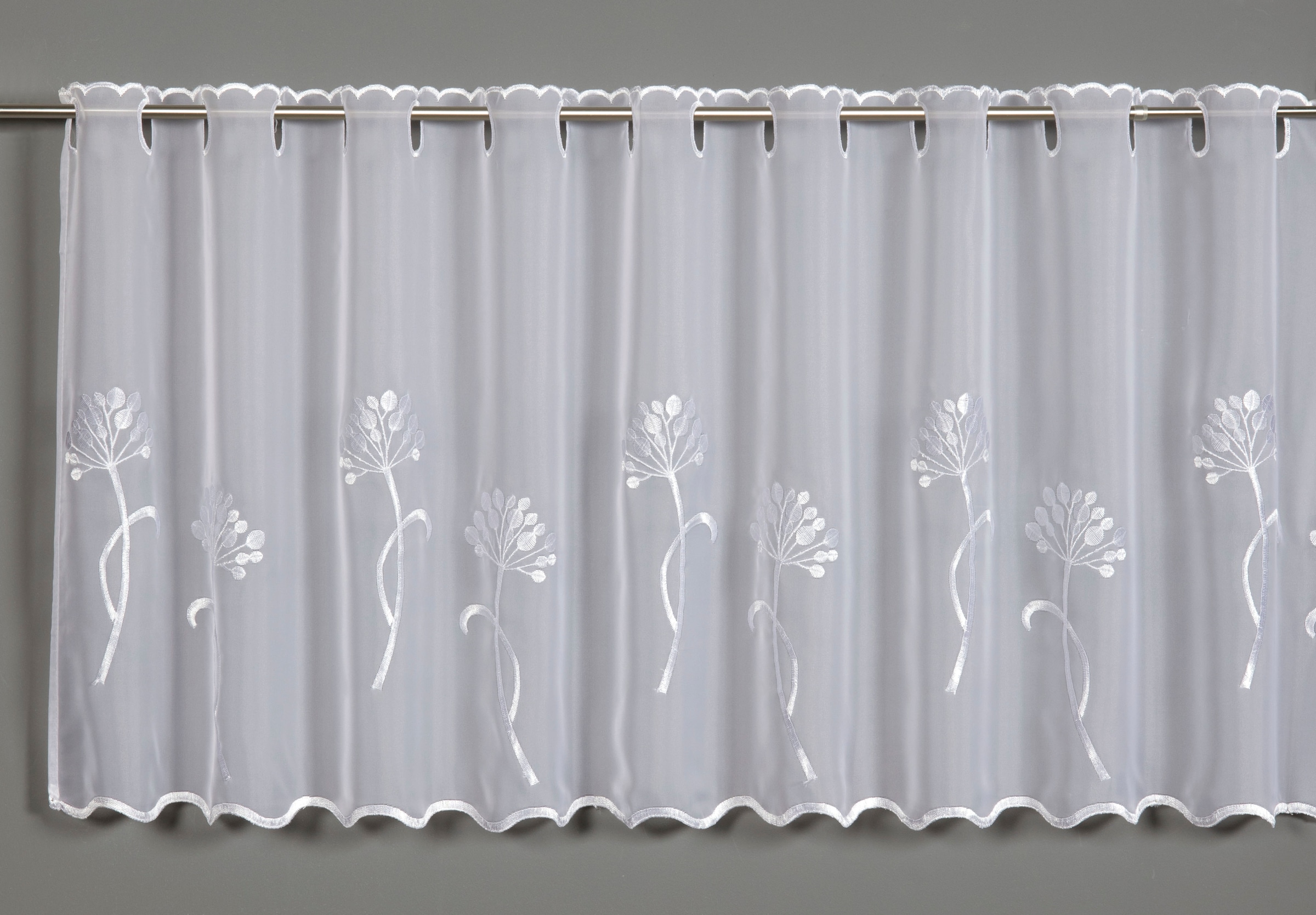 GARDINIA Scheibengardine »Voile Stickerei Pusteblume«, (1 St.), Stoff Voile mit Stickerei Pustelblume Motiv