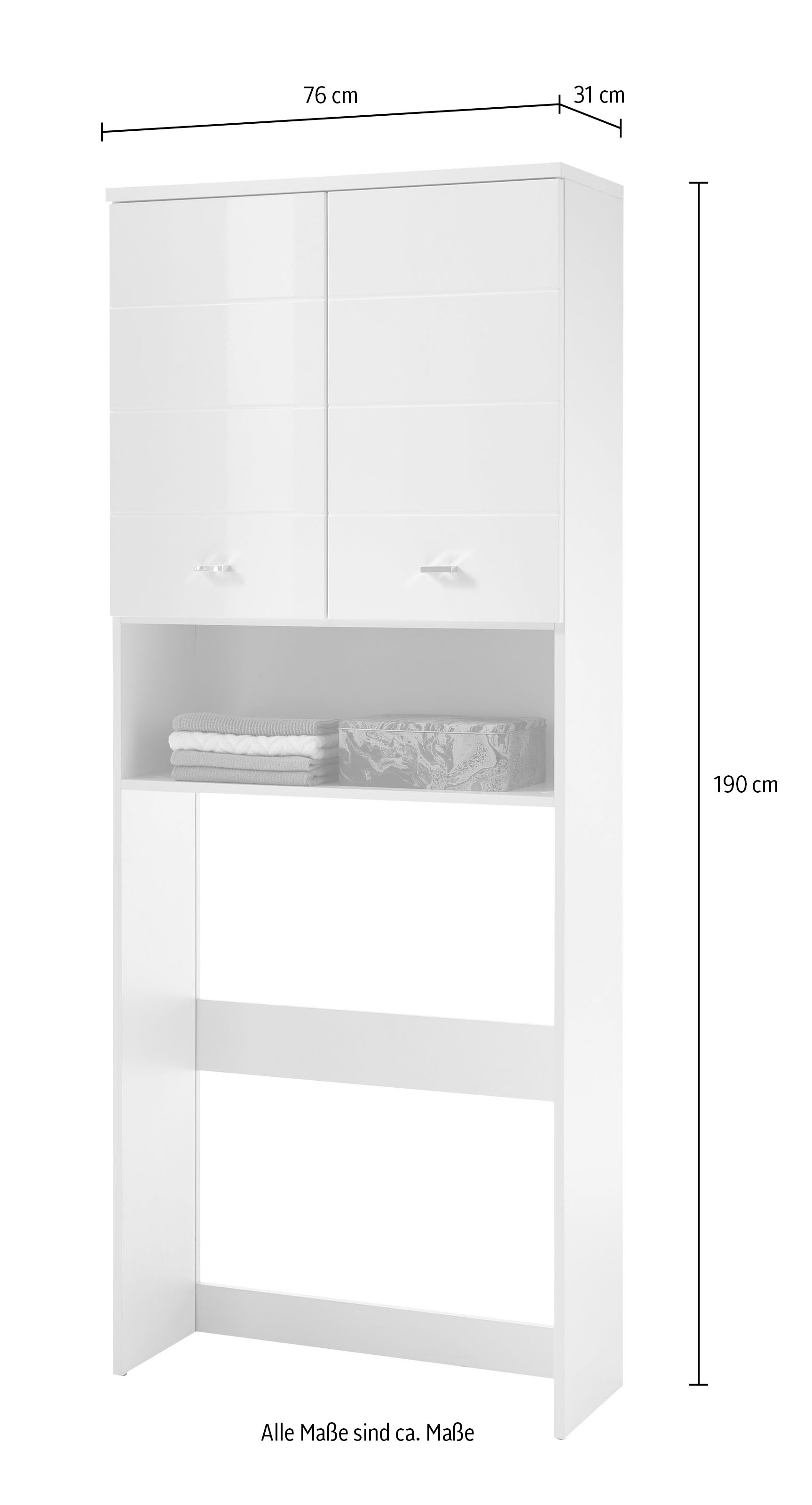 BASIC by Balculina Armoire pour machine à laver »Pool, Badezimmerschrank BxHxT 76x190x31« 1 cuis tlg. largeur 76 cm, porte montable à gauche/droite