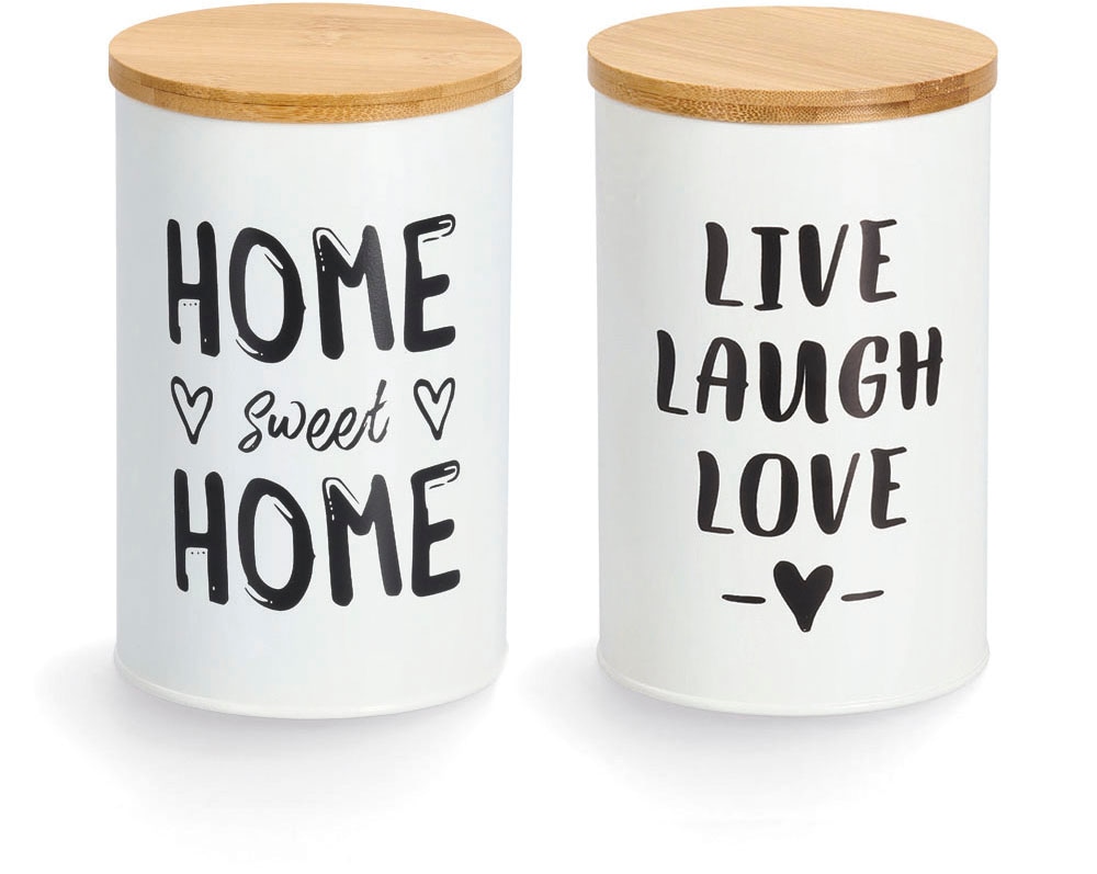 Image of Zeller Present Vorratsdose "Quotes" moderner Schriftzug, mit Bambusdeckel, 1000 ml