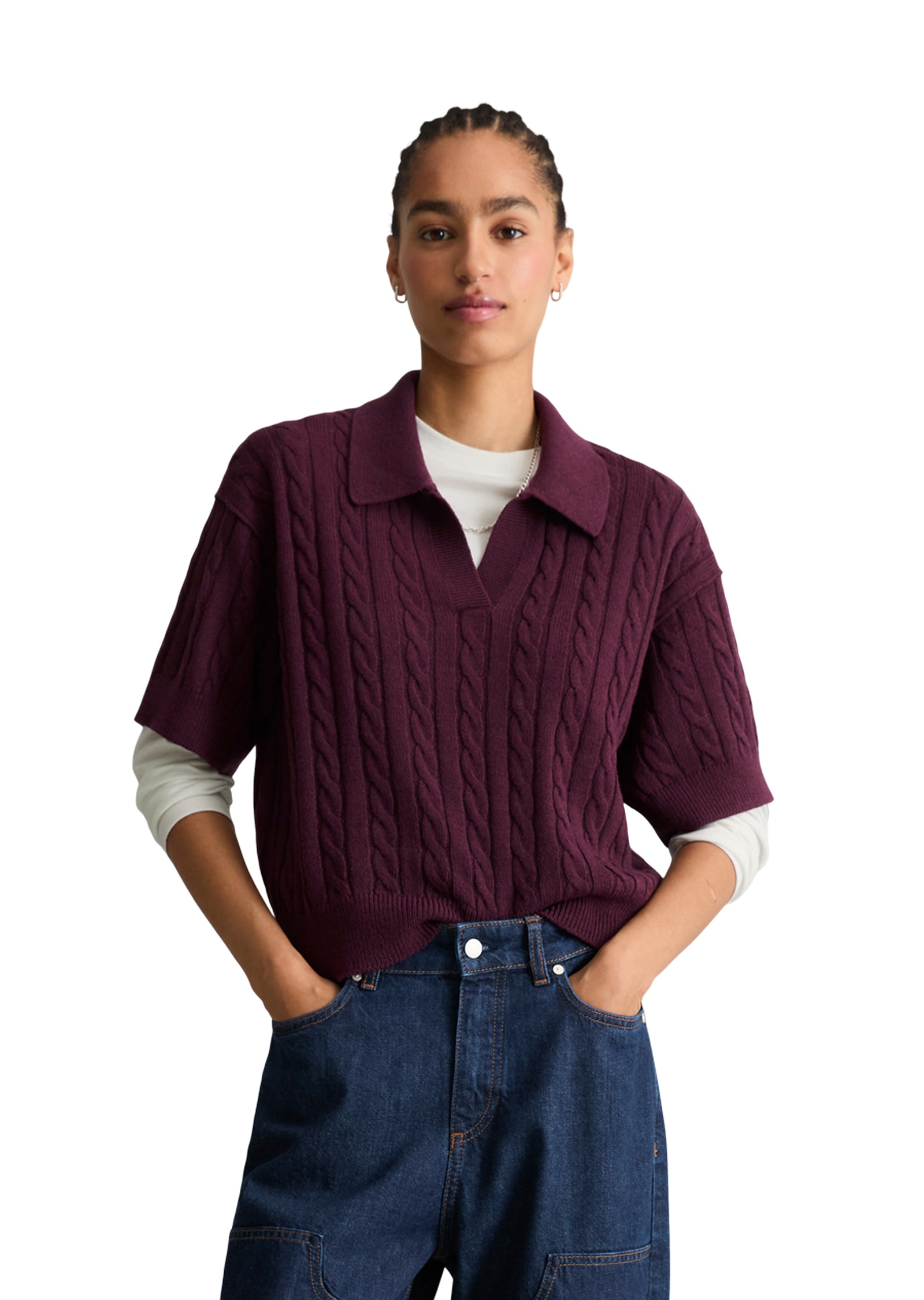 Image of Marc OPolo DENIM Strickshirt mit Polokragen, Schurwollmix, oversize