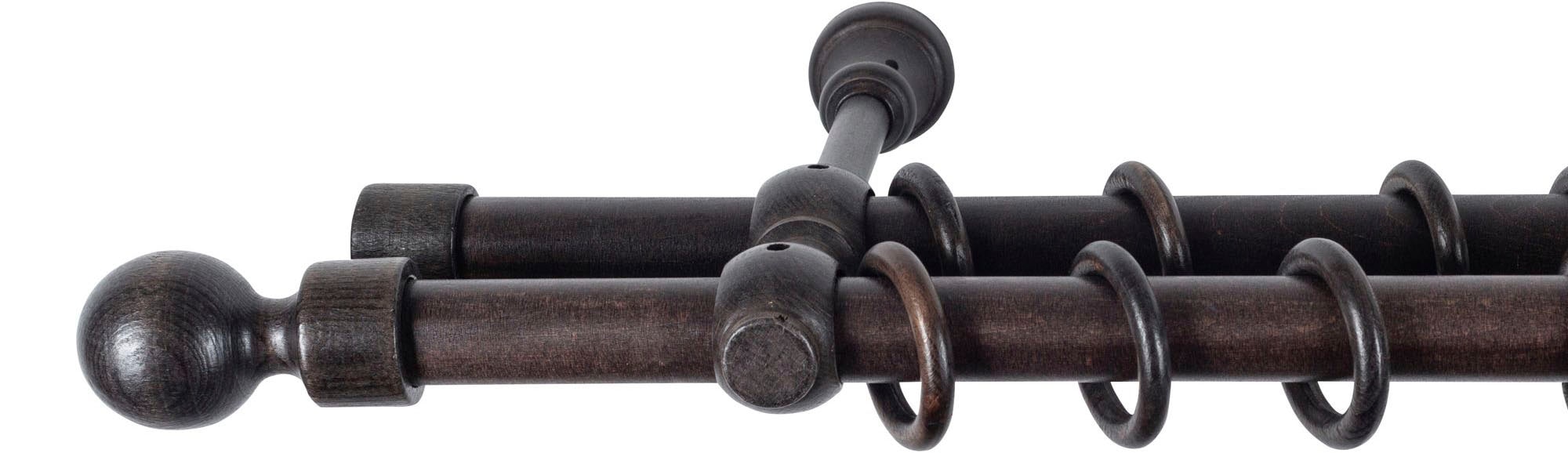 SN DECO GROUP Gardinenstange »Giro« 2 läufig-läufig Fixmass 28 mm, Holz, verschiedene Längen und Farben, Komplettset