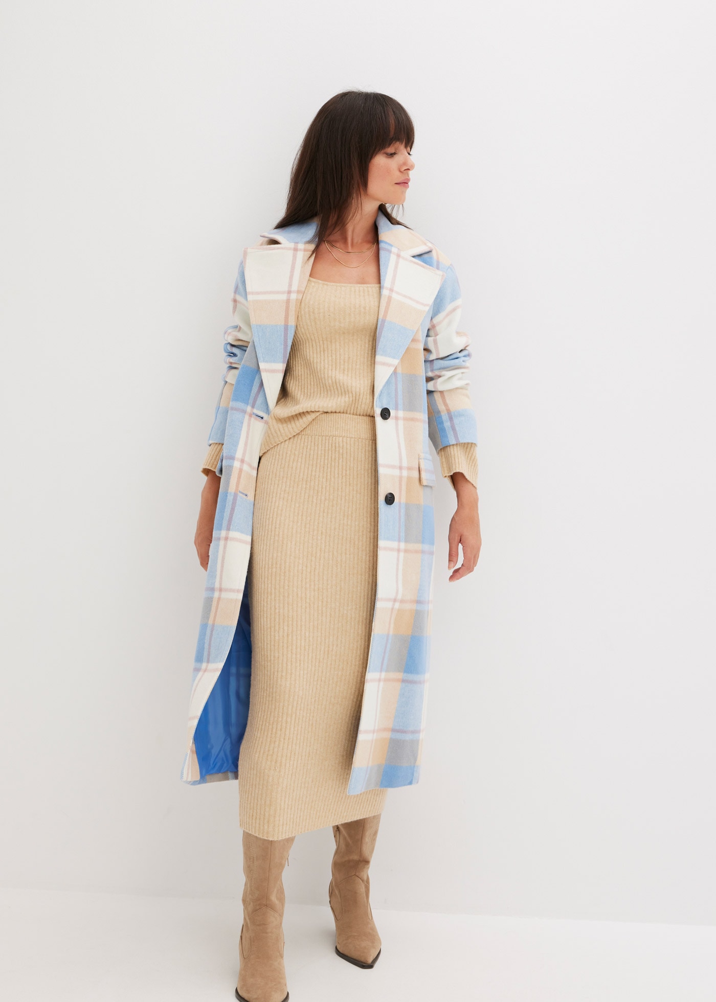 bonprix Manteau long »Oversize-Mantel n Wolloptik« Oversize-Passform, mit Reverskragen, mit Pattentaschen