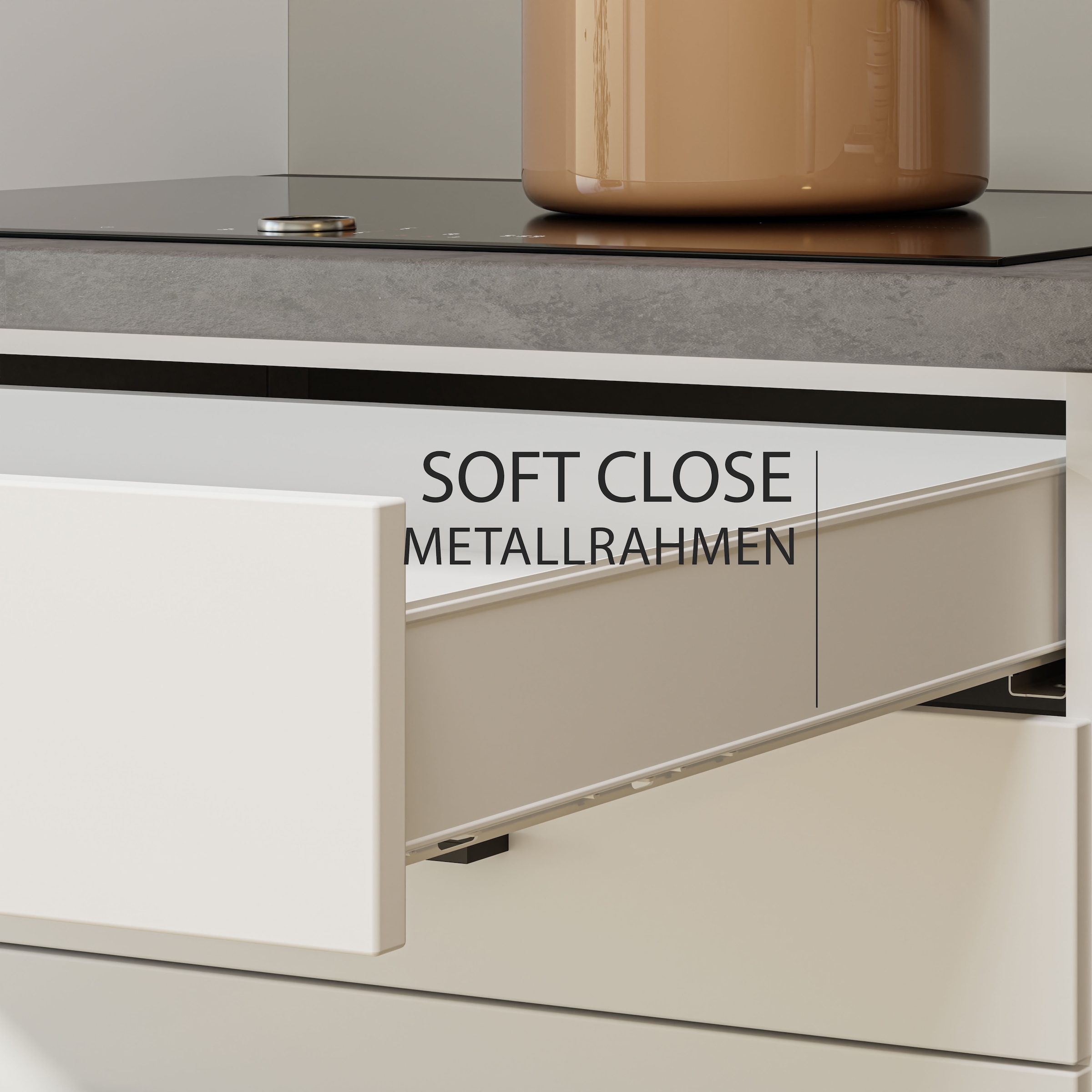 KOCHSTATION Kitchenette »KS-Nova« Largeur 220 cm, au choix avec appareils Hanseatic-E