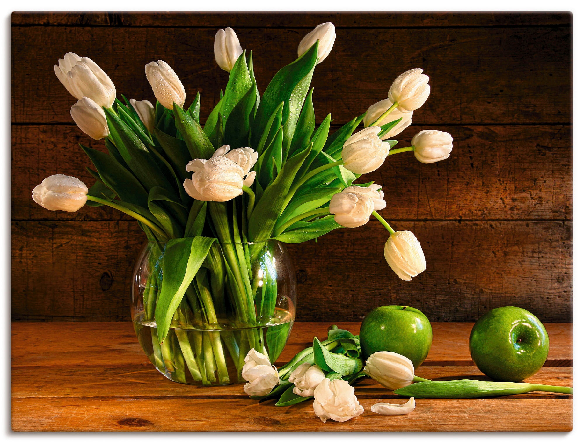 Image of Artland Leinwandbild "Tulpen in Glasvase" Blumen 1 Stk. tlg. auf Holzrahmen gespannt