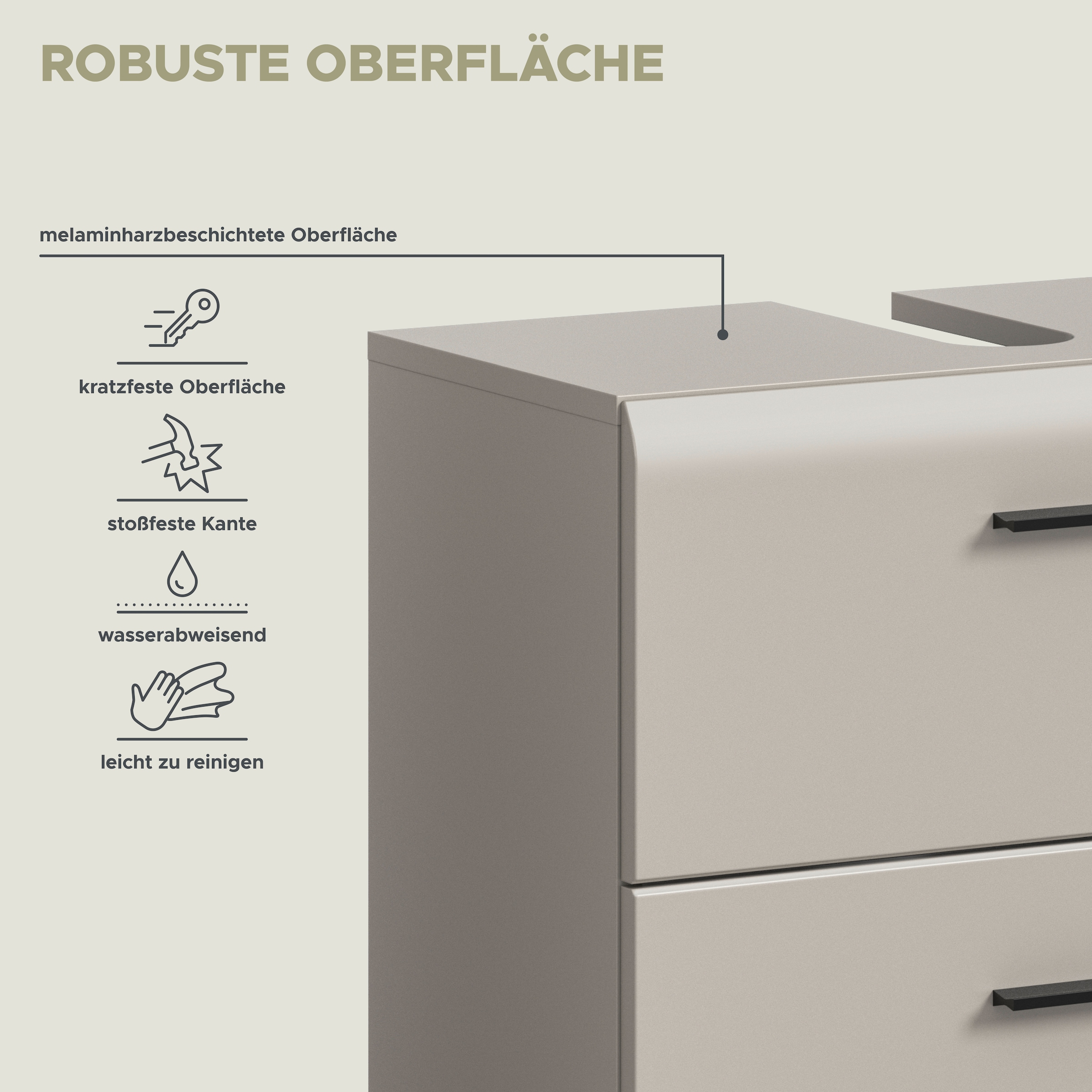 welltime Badmöbel-Set »FLORENZ, 2-tlg. Bad-Kombination, hochwertige MDF-Front« best. aus: 1 Spiegelschrank, 1 Waschbeckenunterschrank, 3 Stk. tlg.