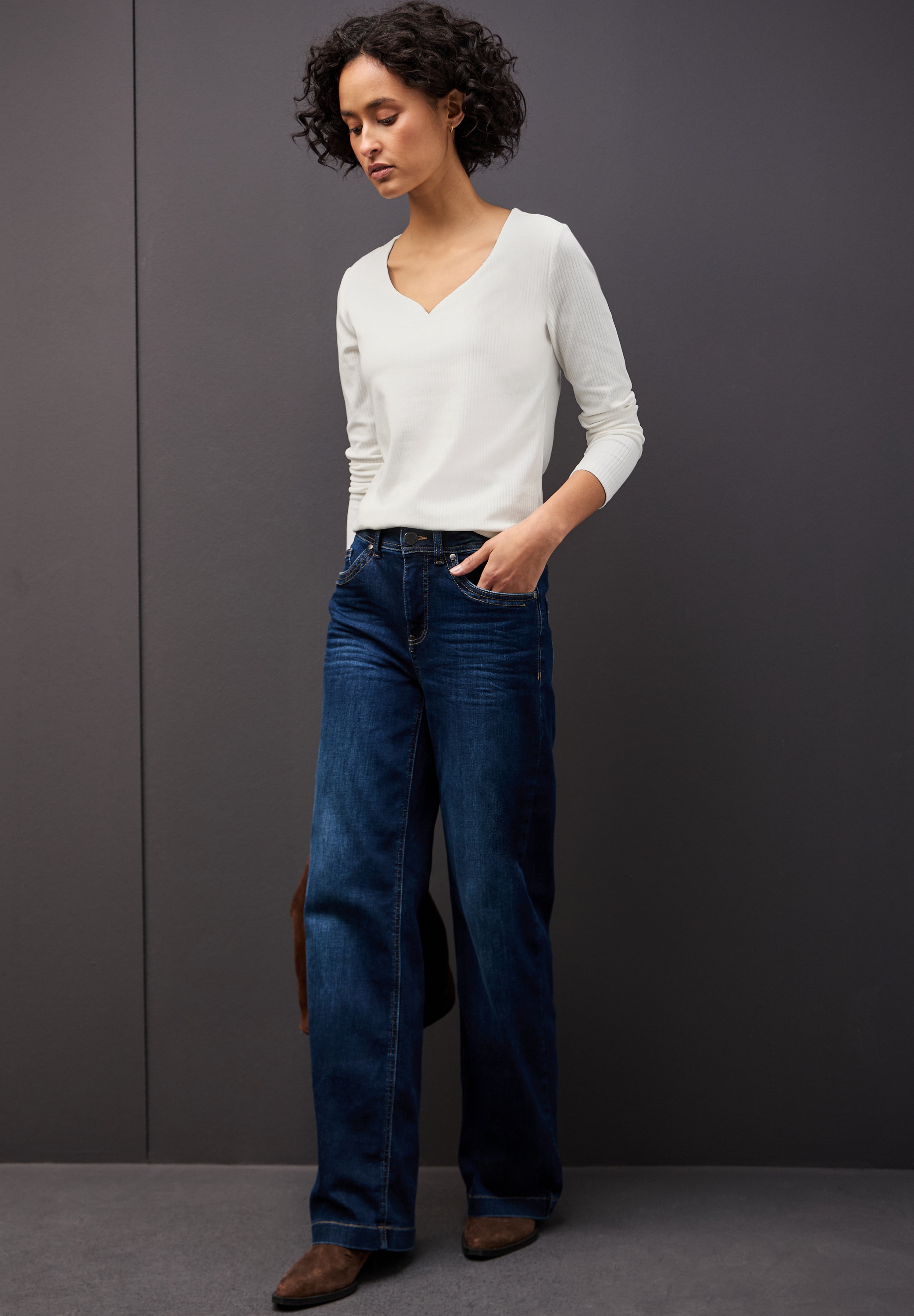 STREET ONE T-shirt à manches longues mit Herzausschnitt