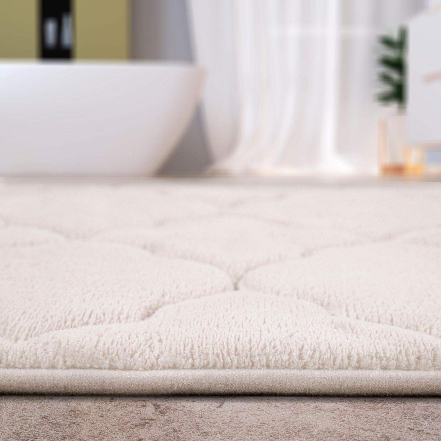 Paco Home Badematte »Corby 251, Memory-Schaum Effekt«, rutschhemmend beschichtet, fussbodenheizungsgeeignet, Badteppich, Uni Farben, Ornamente, Hoch-Tief Effekt