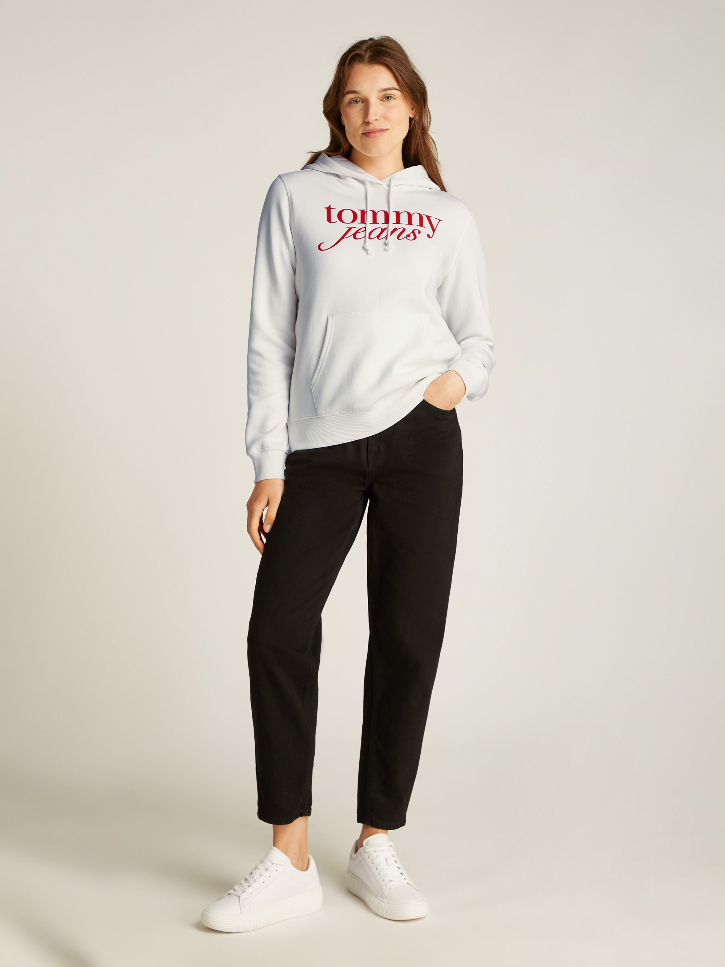 Tommy Jeans Curve Kapuzensweatshirt »TJW REG ESS LOGO HOODIE EXT«, in Grossen Grössen, Kapuze, Logo-Flag