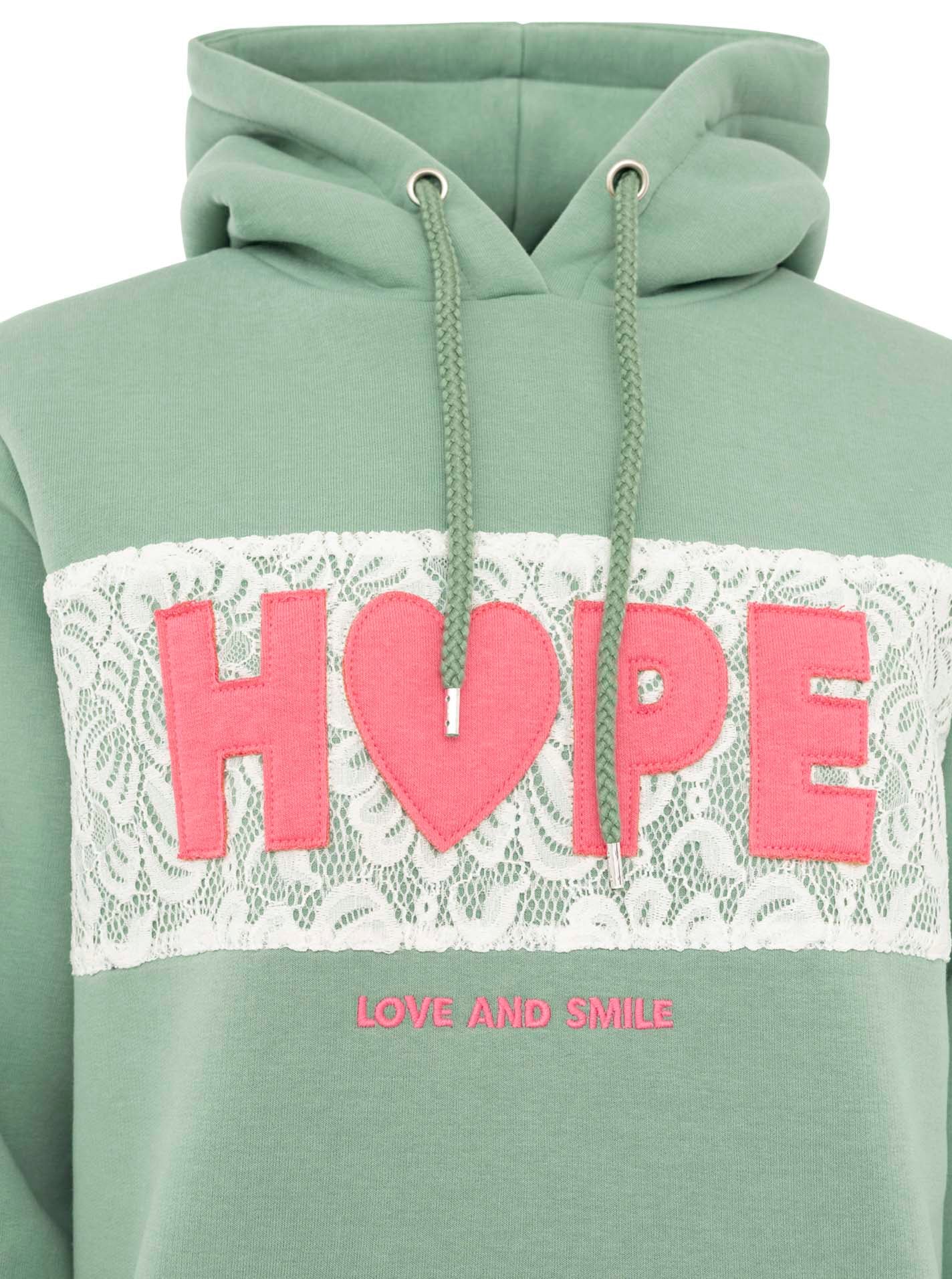 Zwillingsherz Hoodie »"HOPE Spitze"«, capuche avec cordon, motif avec dentelle, poignets élastiques
