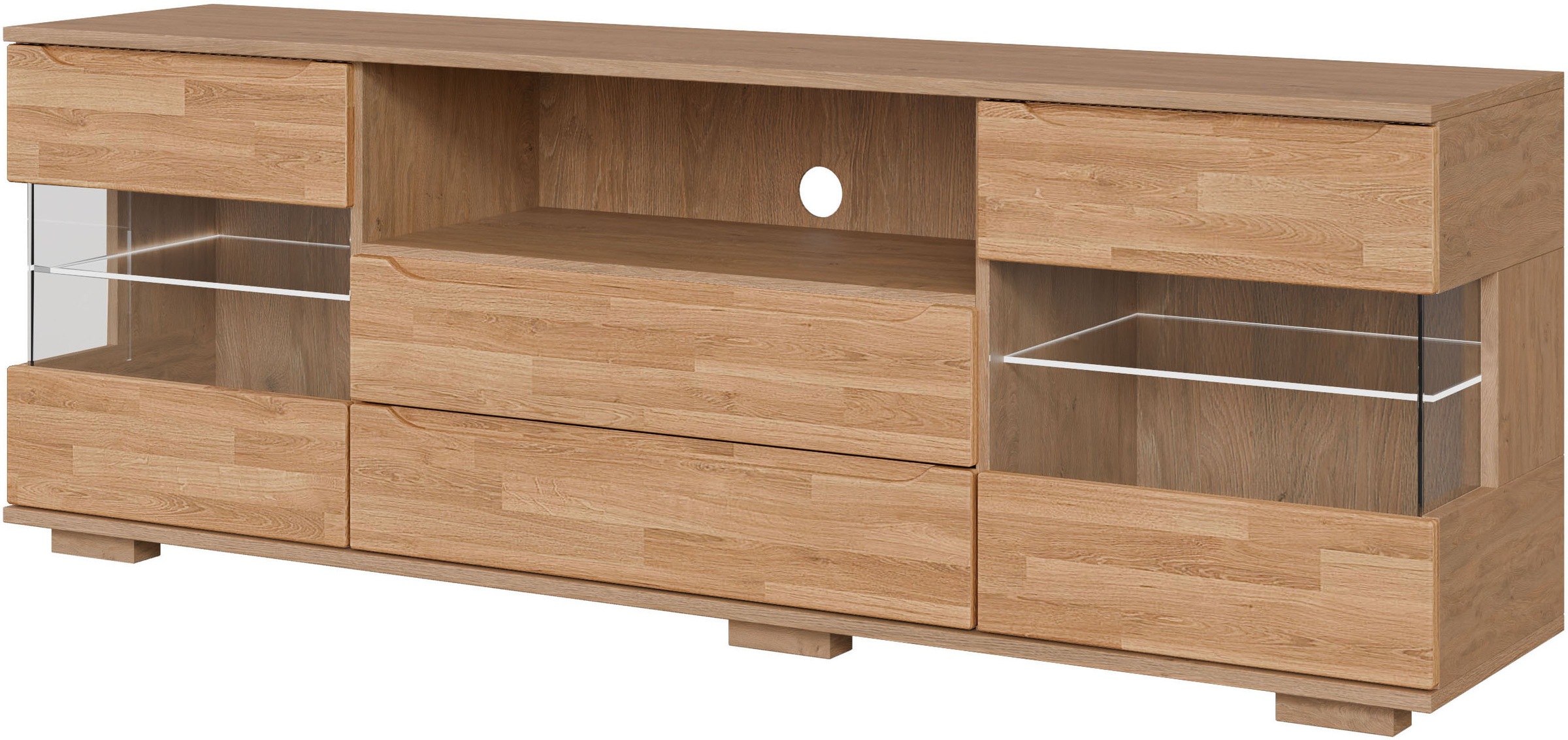 Image of GOODproduct Sideboard "VETRO Teilmassiv, Fronten Massivholz, Wohnzimmer, Stauraum,Griffmulde" B/T/H:180/40/63cm, 2Schubladen, 4 geschlossene & 2 offene Fächer