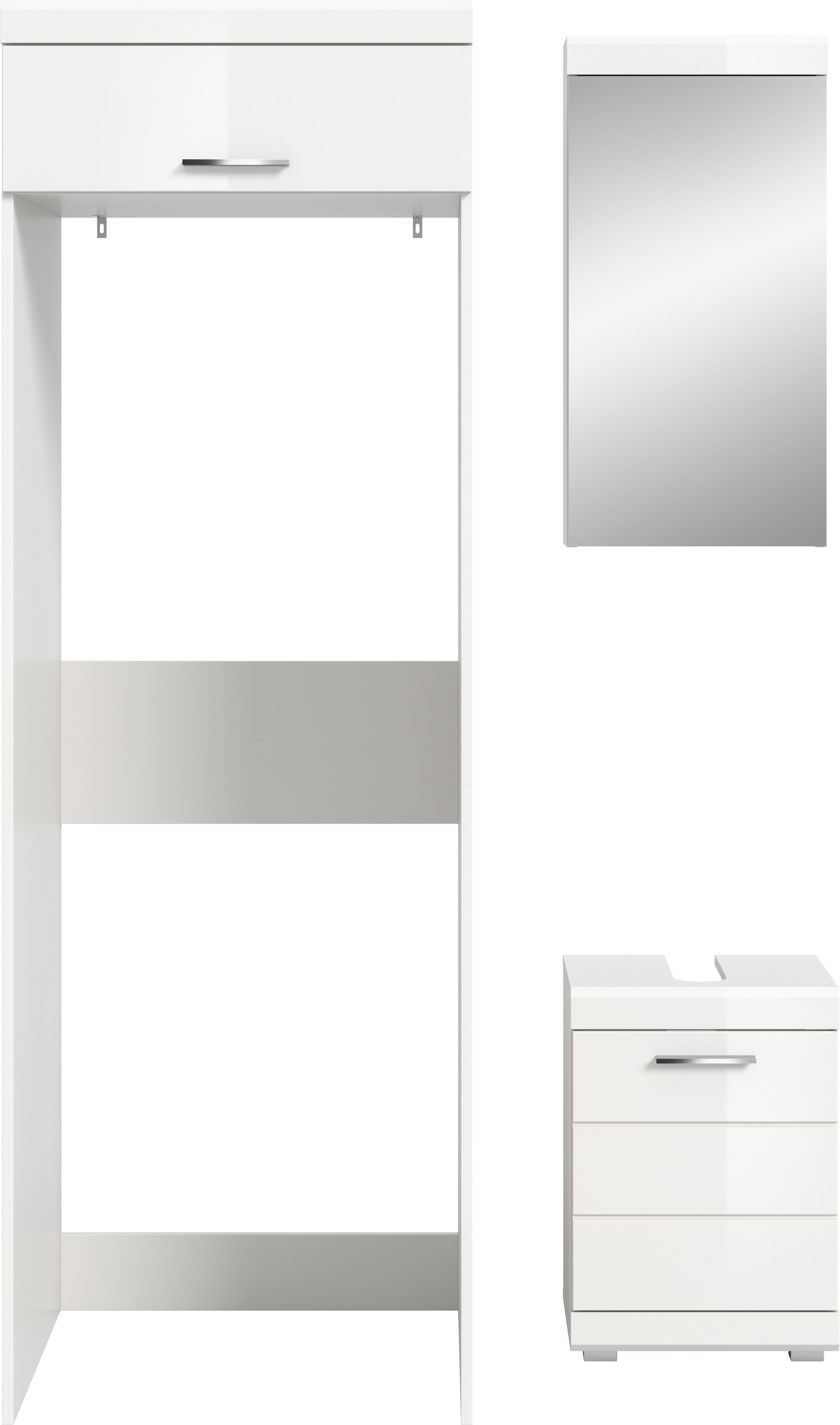 welltime Ensemble de meubles de salle de bain »SIENA, 3-tlg., WBU, Spiegelschrank & Waschmaschinenschrank, MDF-Front«