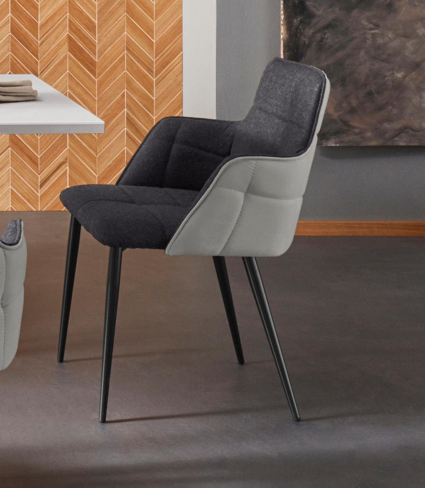 Image of Places of Style Esszimmerstuhl »Iris«, Webstoff, 2er Set, mit schönem Webstoff Bezug, schwarzem Metallgestell, Sitzhöhe 45 cm bei Ackermann Versand Schweiz