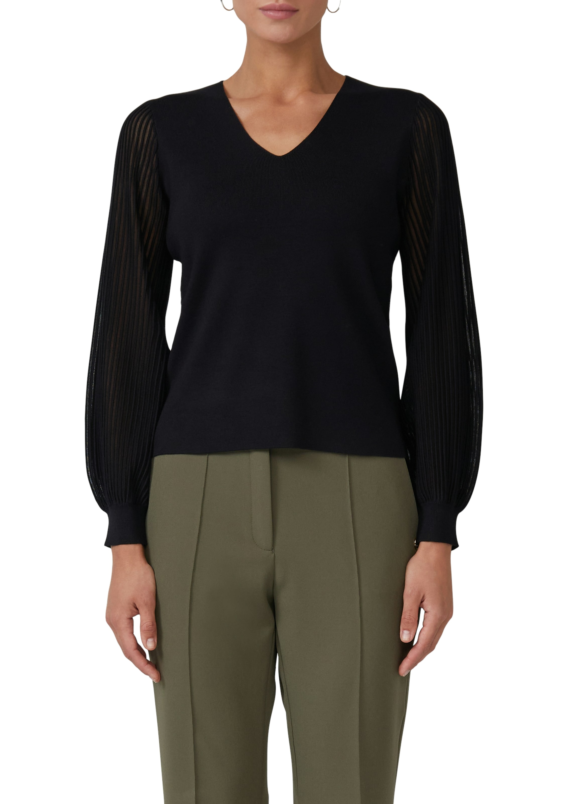 Image of s.Oliver BLACK LABEL Strickpullover mit semitransparenten Ärmeln