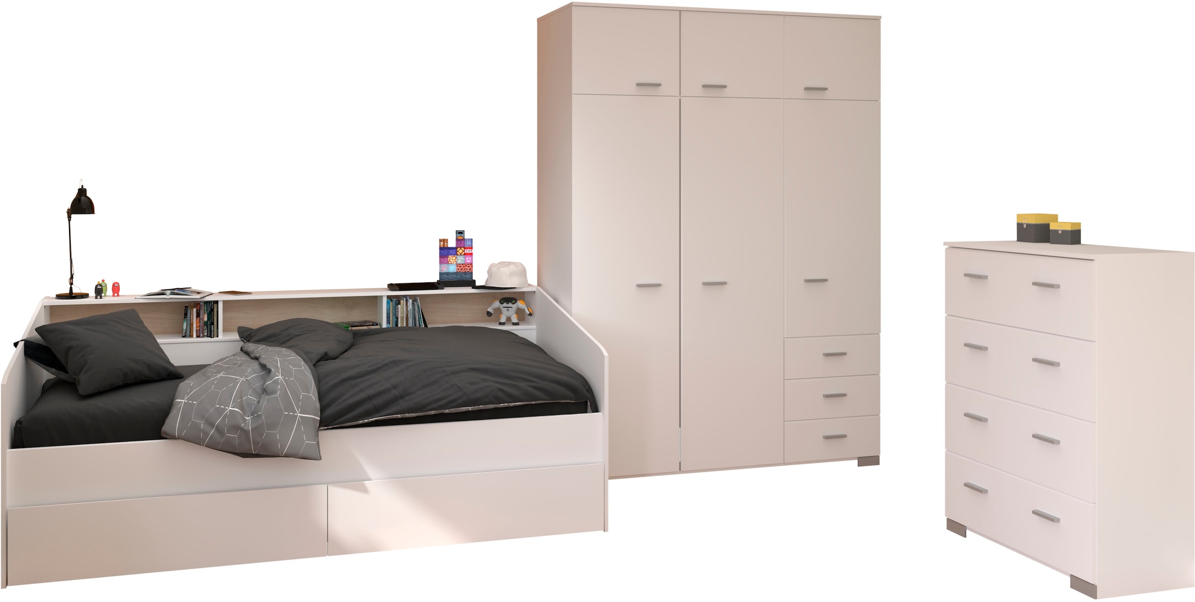 Parisot Jugendzimmer-Set »Sleep 41«, (Set, 4 tlg.), Rückwände der Fächer am Bett drehbar
