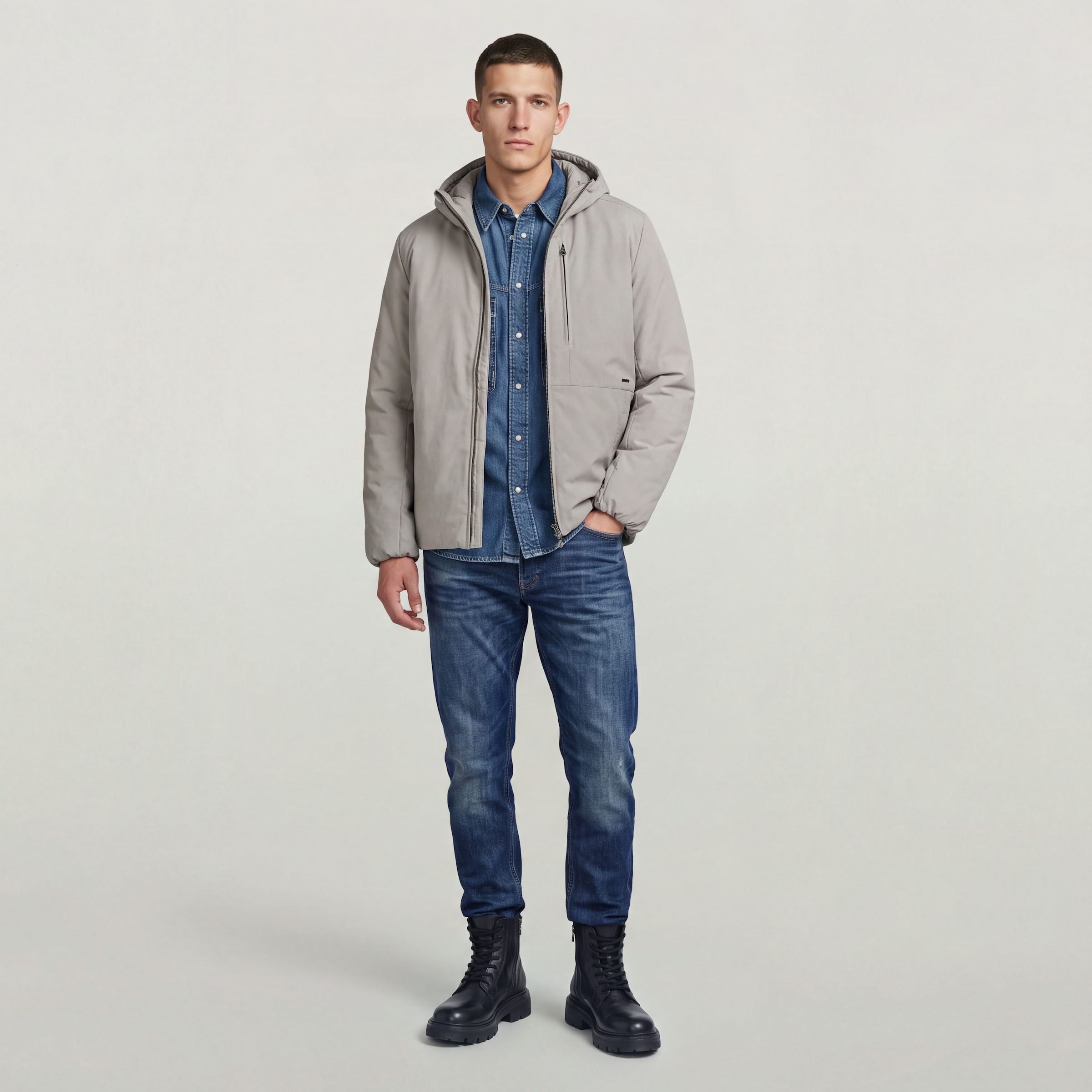 G-STAR Veste d'extérieur »Clean foundation hdd jacket« avec capuche mit Kapuze, gefüttert