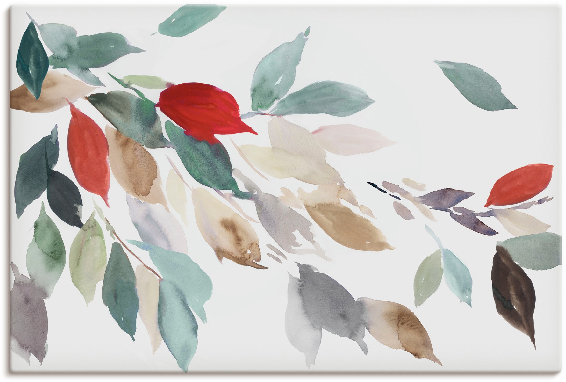 Image of Artland Leinwandbild "Herbstfarbene Blätter III" Blätterbilder 1 Stk. tlg. auf Holzrahmen gespannt