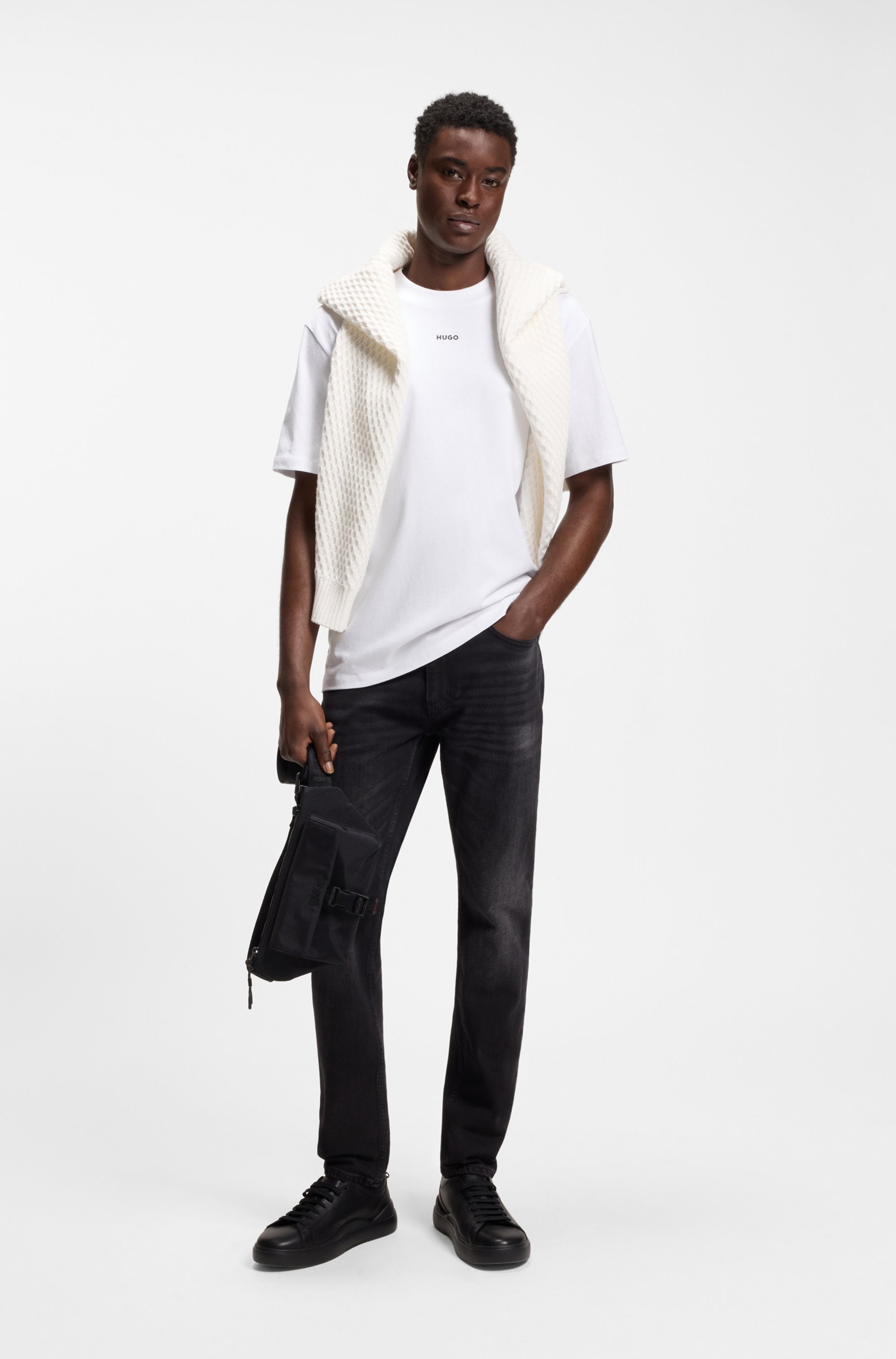 HUGO T-Shirt Rundhalsausschnitt, Relaxed Fit, Logo-Print