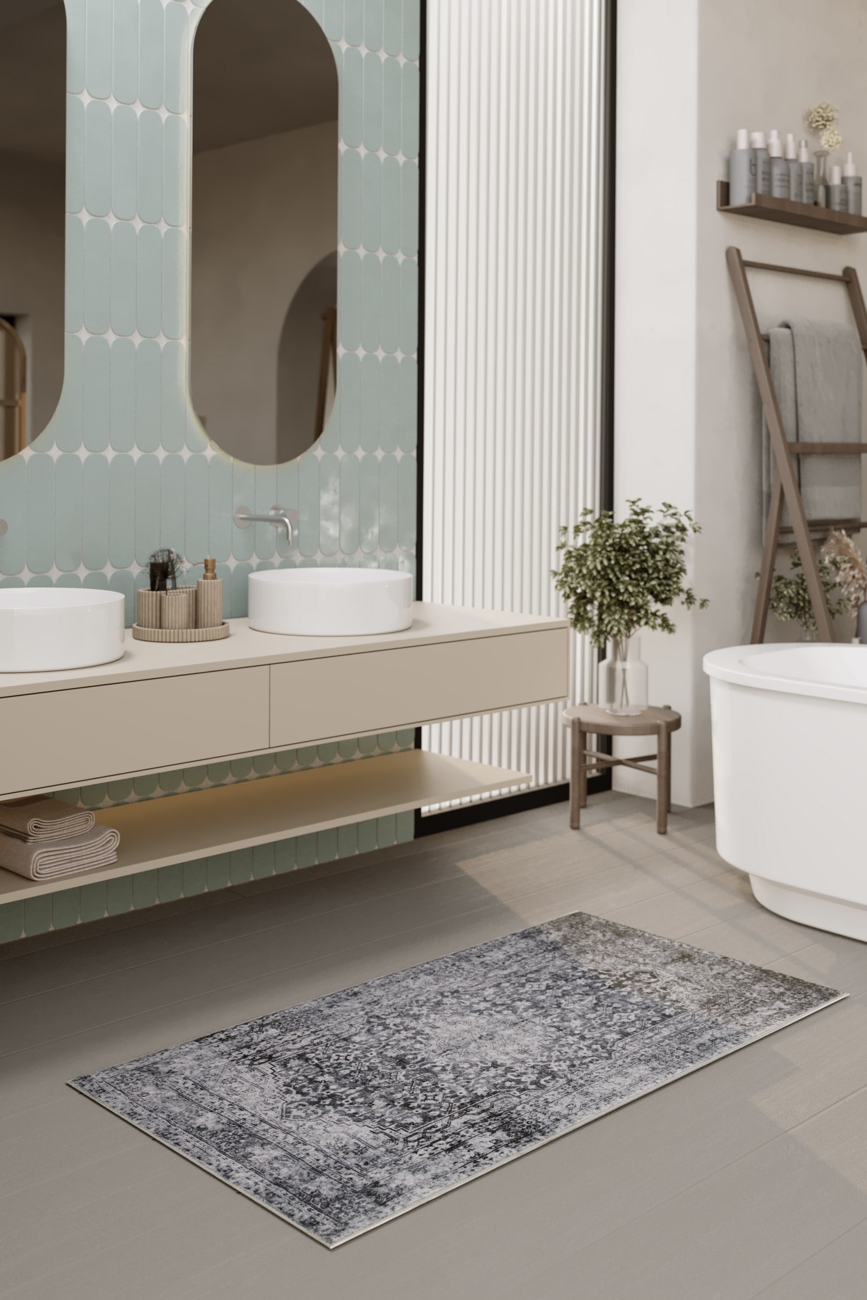 Wecon home Badematte »Ralph«, fussbodenheizungsgeeignet, Vintage, waschbar, rutschfest, schnell trocknend, weich, Badteppich