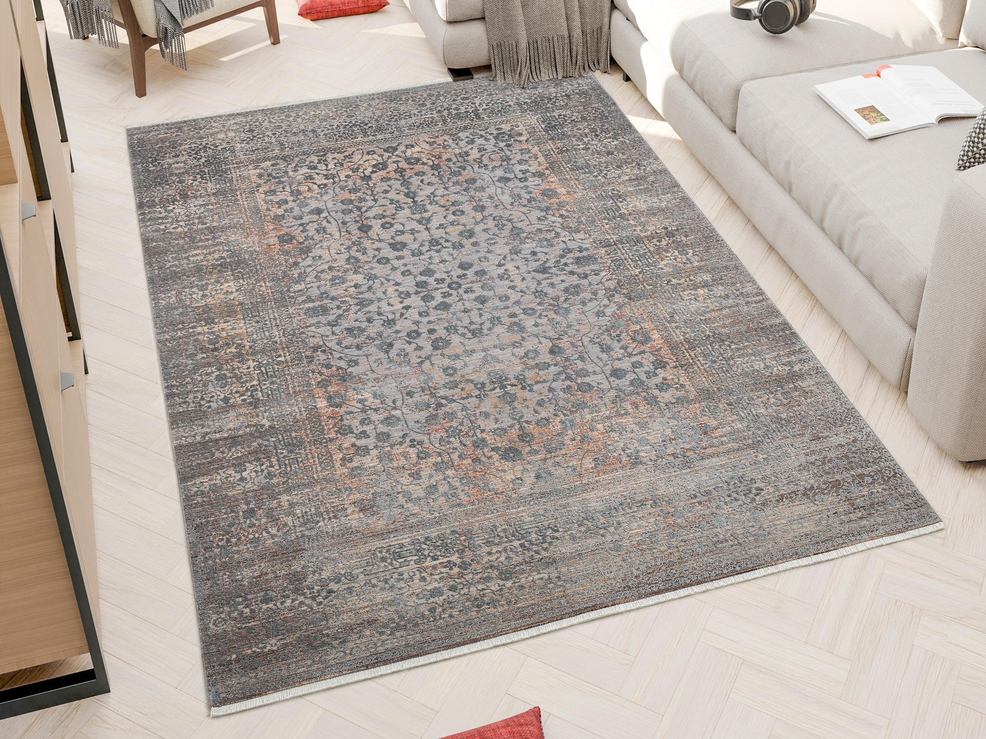 Image of OCI DIE TEPPICHMARKE Teppich "FARBEN CAESAR" rechteckig 7 mm Höhe Klassisches Muster, eingefasst, in 3-D-Optik, mit Fransen