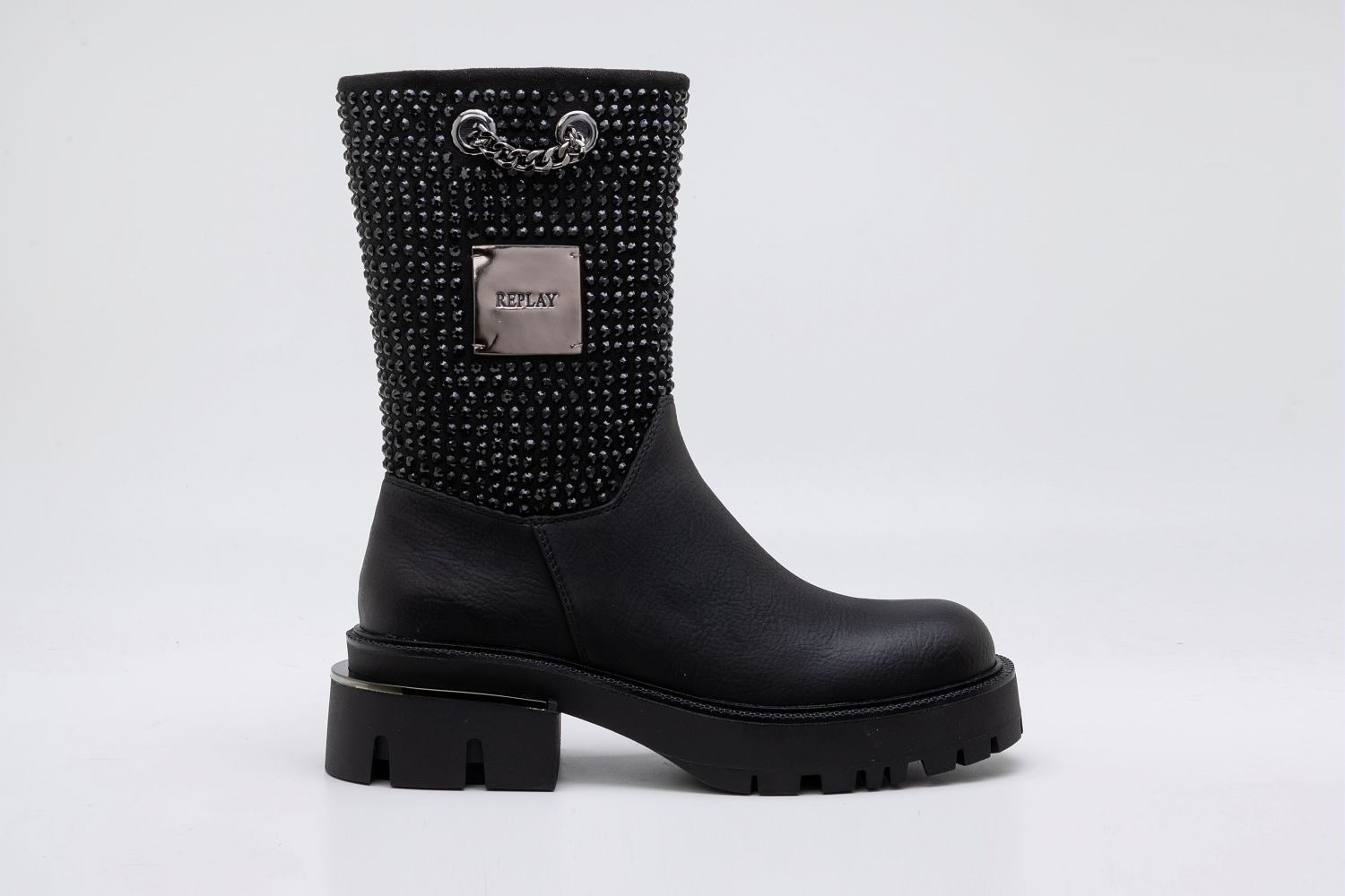 Replay Stiefel »BRIGHT«, Bikerboots, Plateaustiefel mit trendigen Metallic-Details