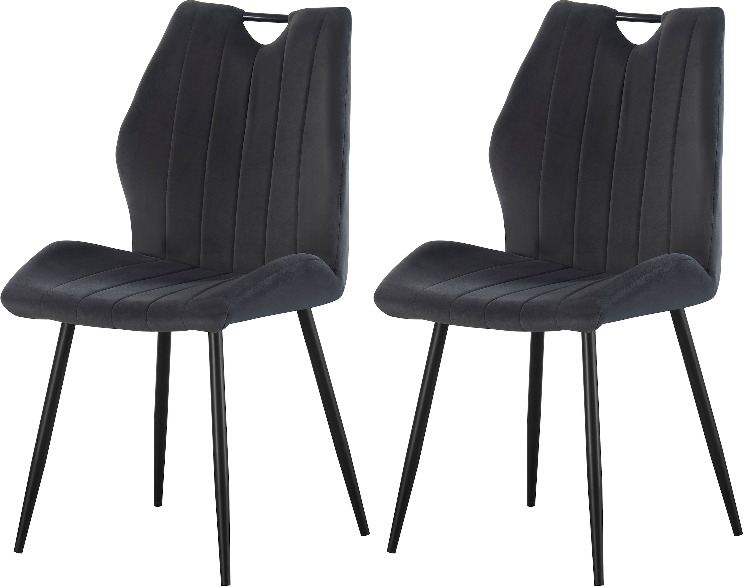 Image of Home affaire Esszimmerstuhl "KILLAM, 2er Set, mit Metallgestell in matt schwarz" (Set) 2 Stk.in verschiedenen Farben, Belsatbarkeit pro Stuhl 120 kg, 360 drehbar