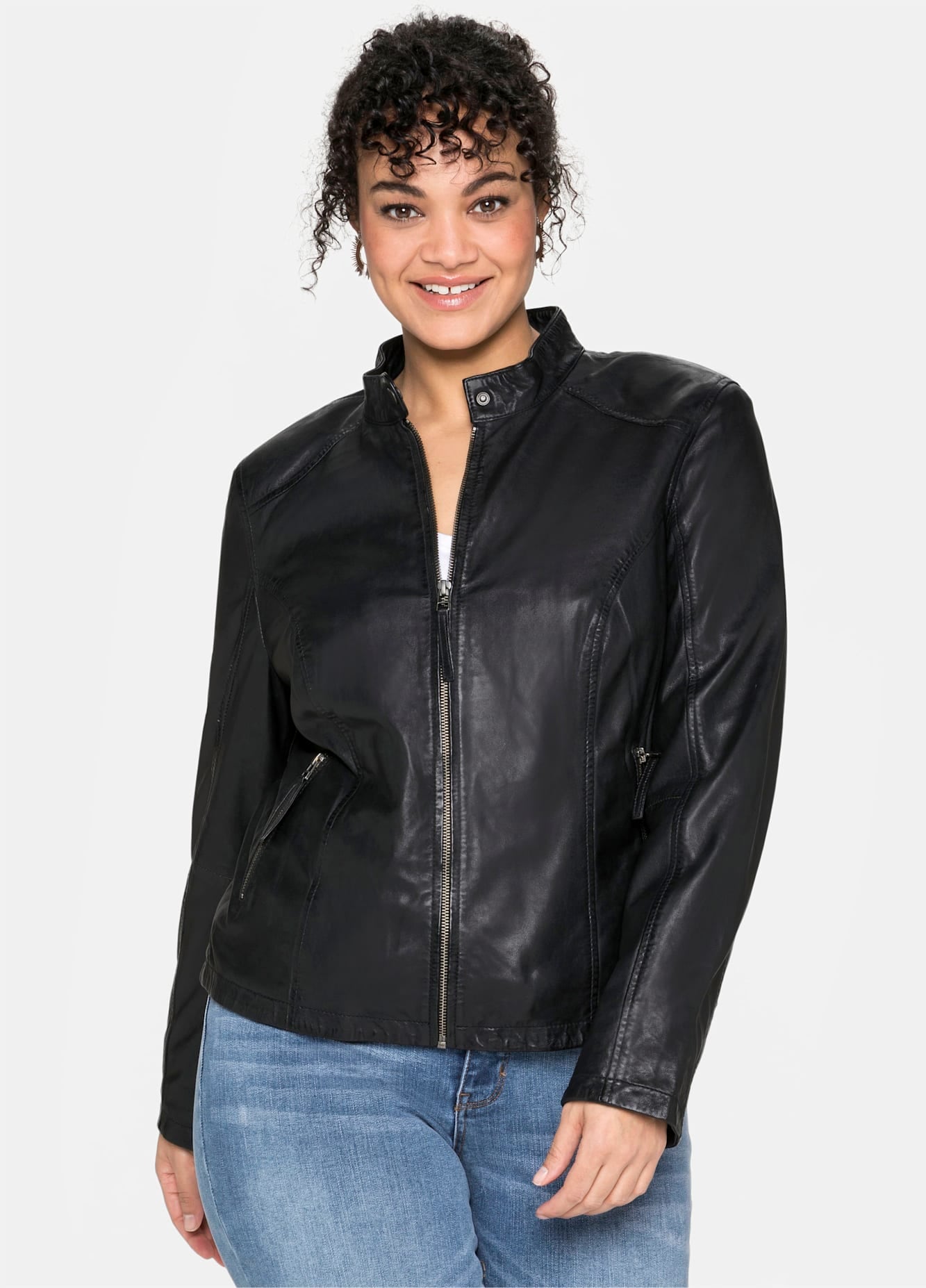 Image of Sheego Lederjacke ohne Kapuze