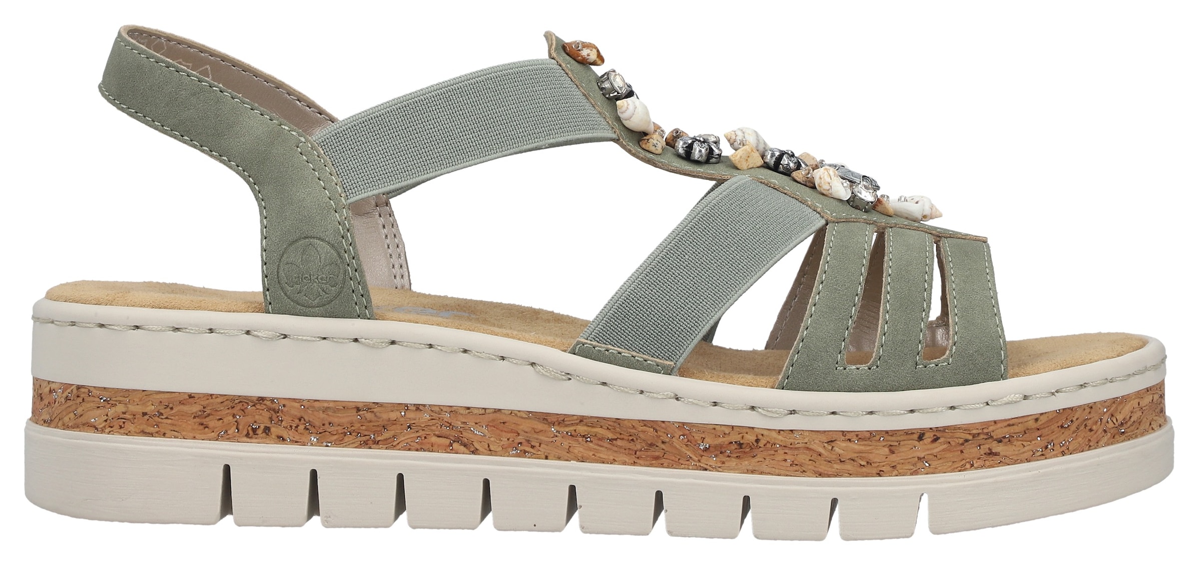 Rieker Sandales compensées  Sandale compensée, sandale à plateforme, chaussure d'été avec décoration