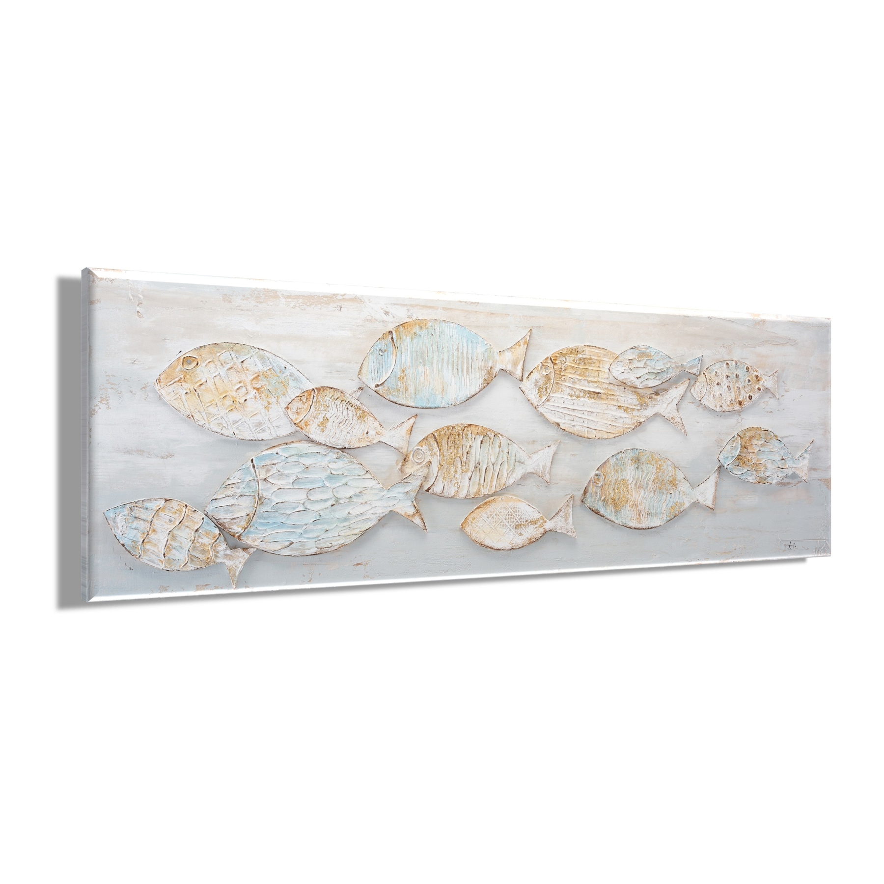 Bönninghoff Ölgemälde »handarbeit FISCHE 40x120 cm – Wandbild Kunst Deko modern« Fisch | Fisch & Meeresfrüchte | Meer 1 Stk. tlg. handgefertigt, jedes Bild ein Unikat