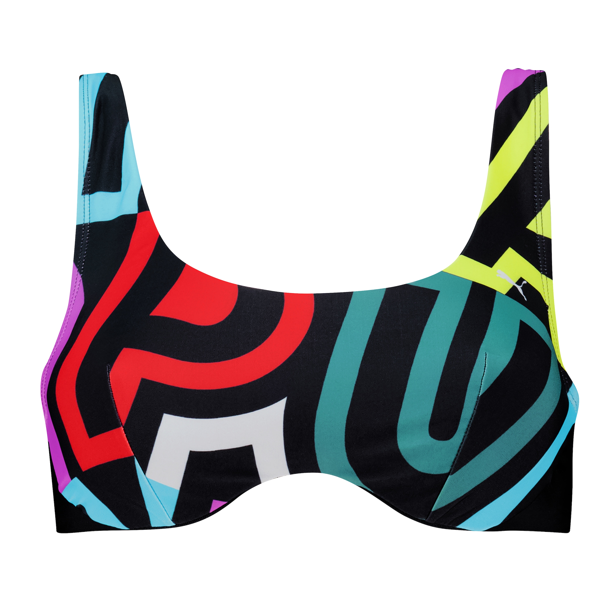 PUMA Haut de bikini à armatures »PUMA SWIM WOMEN PRINTED SCOOP NECK TOP« mit Big-Wording