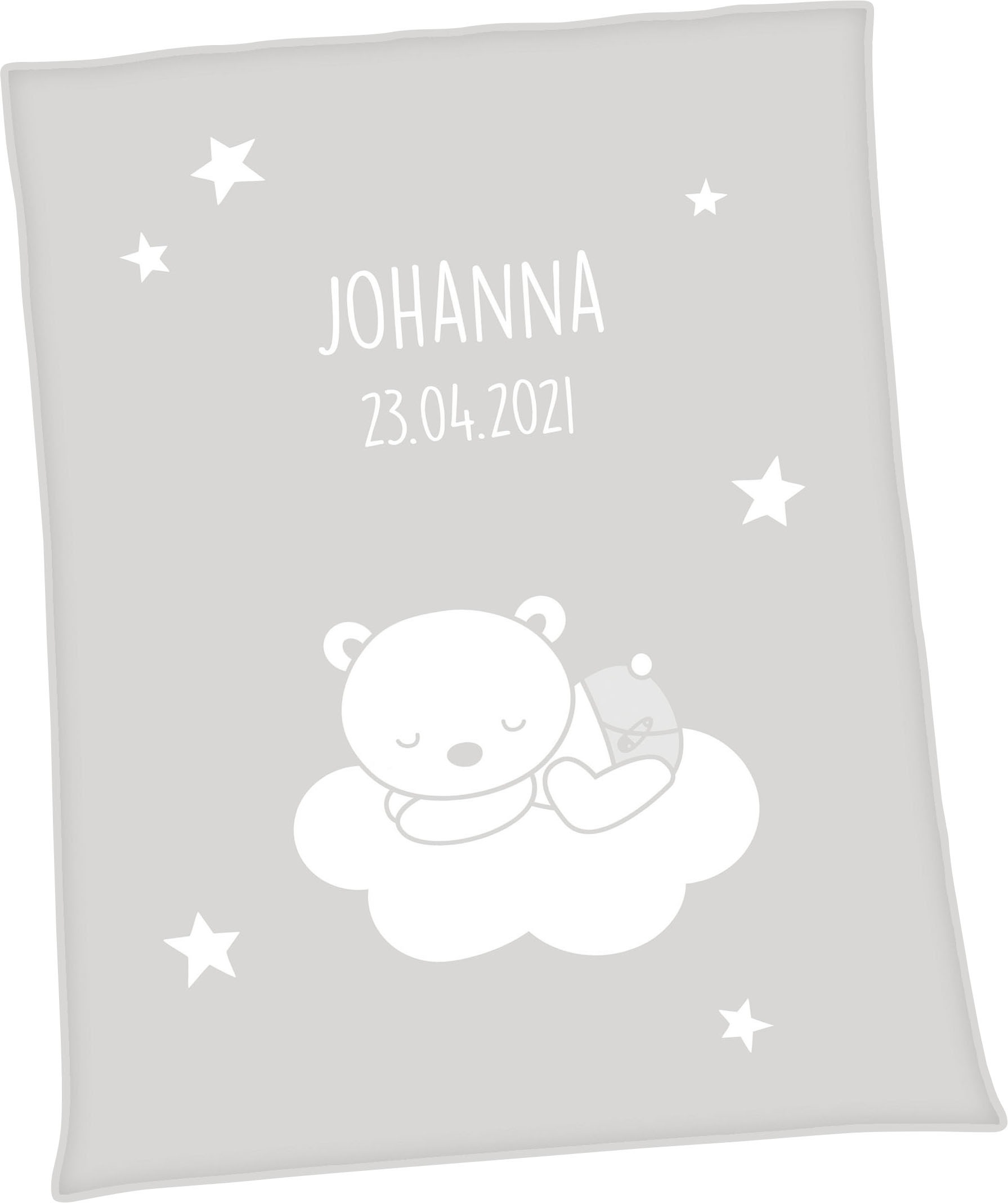 Image of Unicade Babydecke »Unicade® Bär auf Wolke«, Individuelle, mit Ihrem Wunschnamen und Geburtsdatum gewebte Babydecke (personalisiert), Kuscheldecke bei Ackermann Versand Schweiz