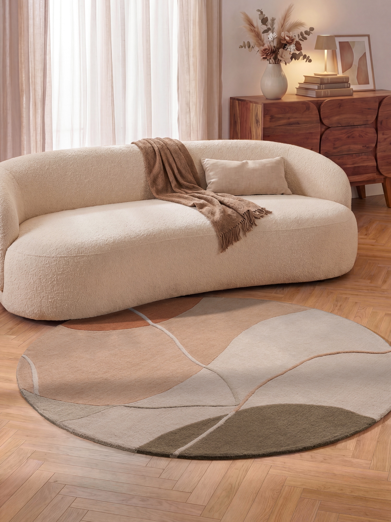 Villeroy & Boch Tapis en laine »Arteo« Rond 17 mm Höhe Laine, naturel, fait main, abstrait, poil ras, salon, chambre à coucher