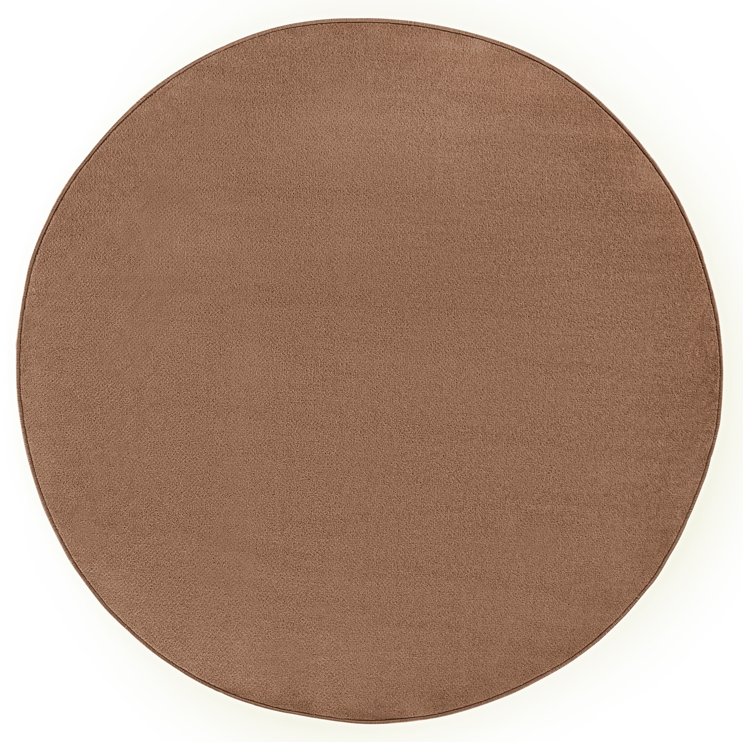 THE RUGS Uni Colours Modern Plain Rug Short Pile Polypropylene Area Rug in Brown | Size: 133cm diameter